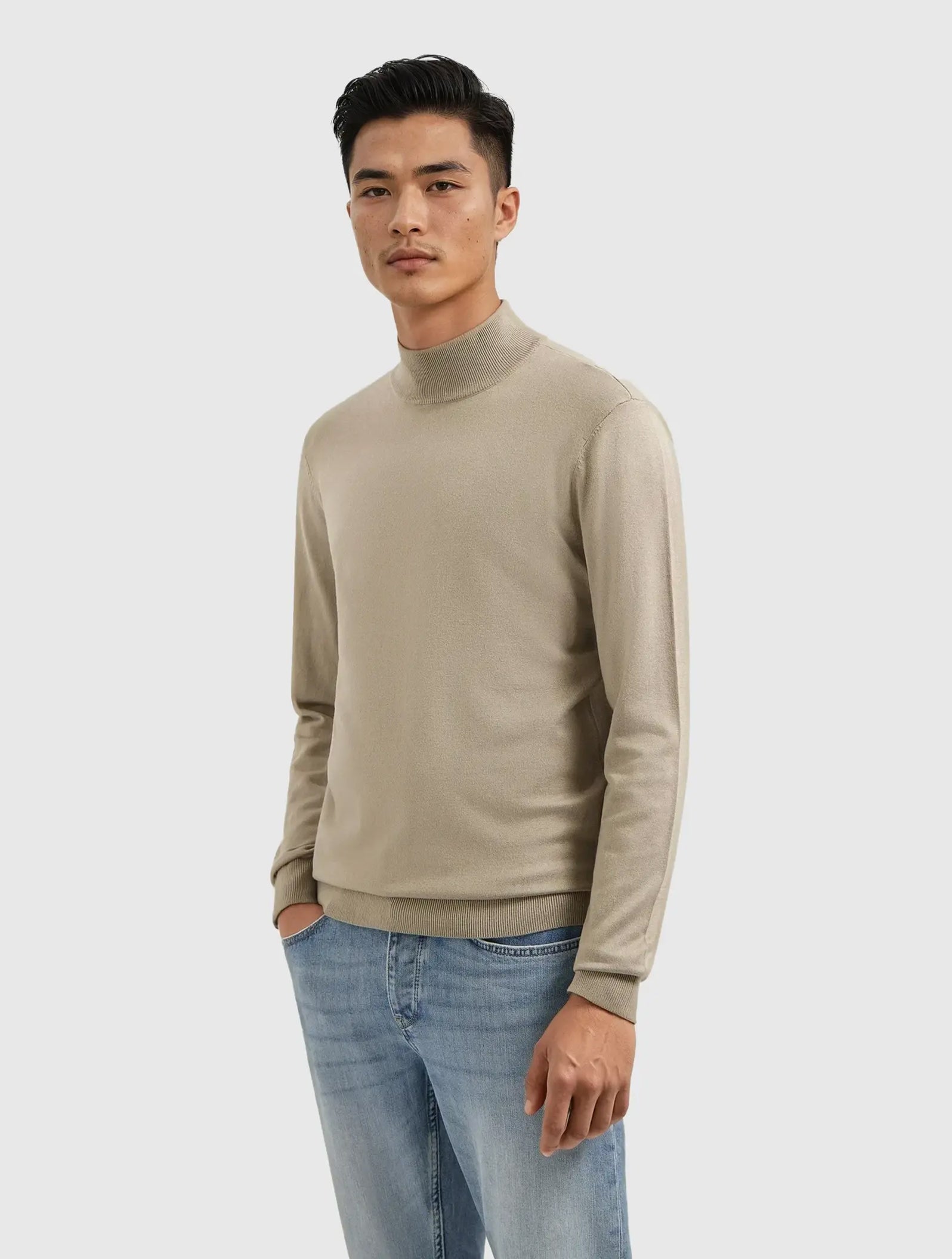 Essential Knit Mockneck Sweater | Taupe