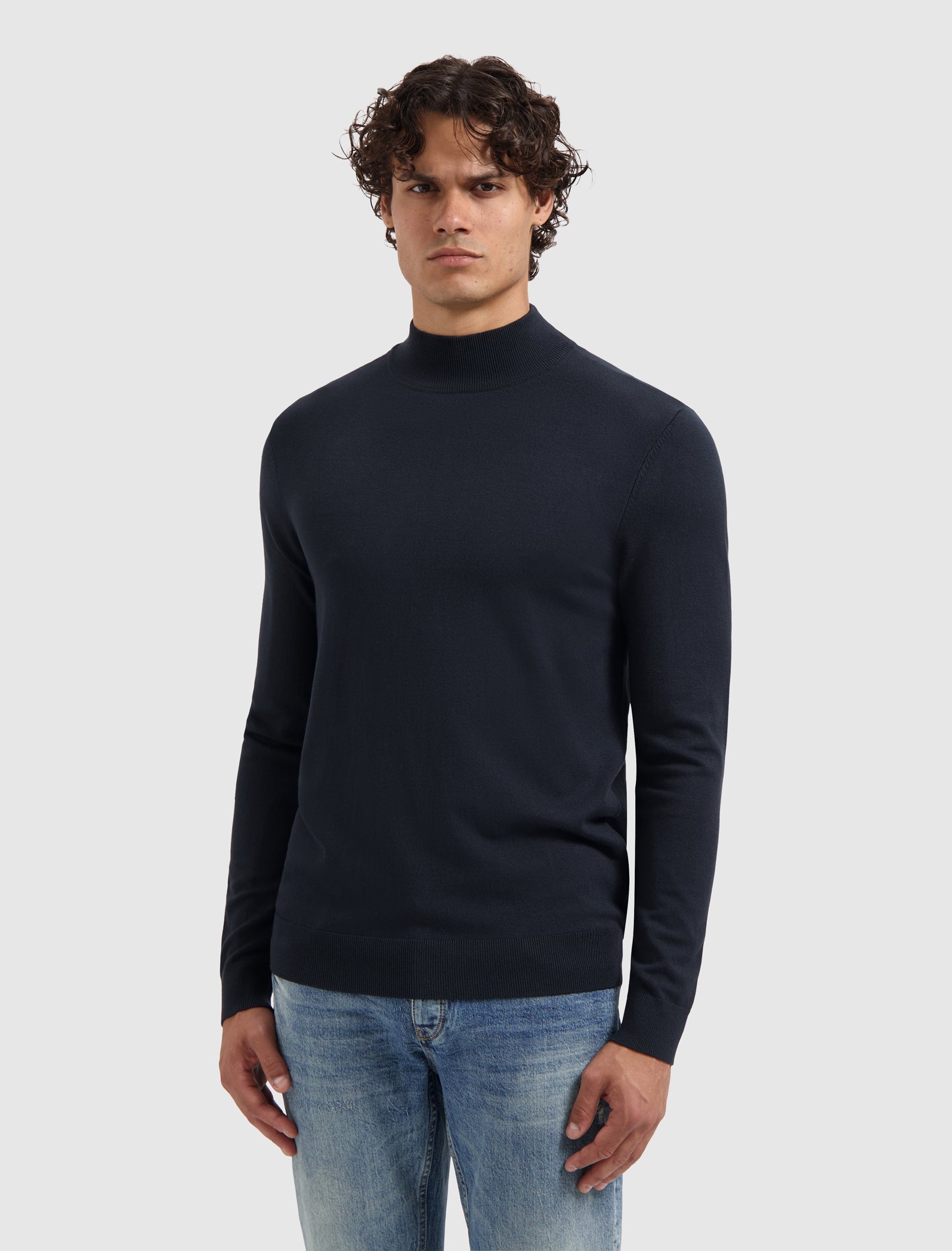 Essential Knit Mockneck Sweater | Dark Navy