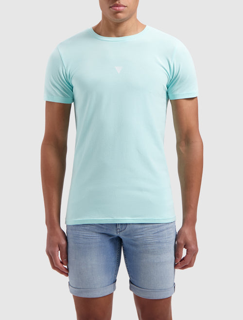 Vertical Wordmark Back Print T-shirt | Aqua