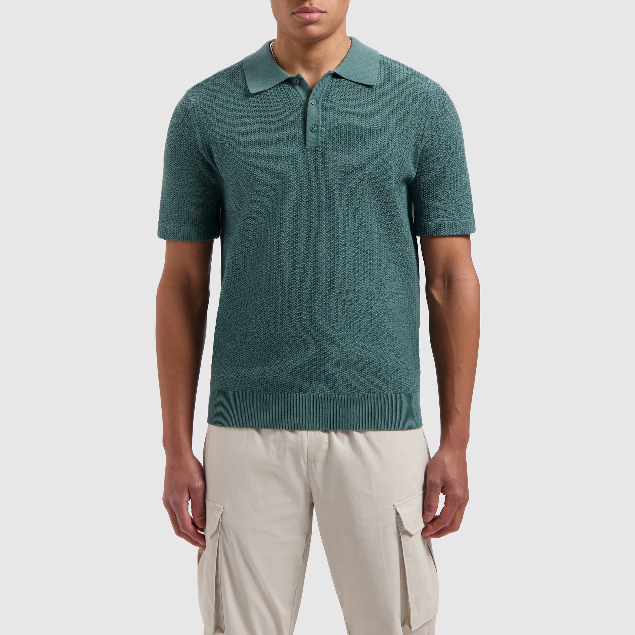 Structure Knitwear Polo | Faded Green