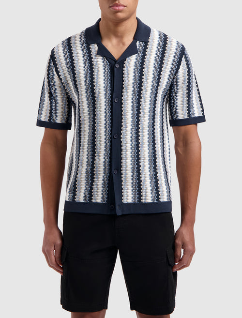 Striped Knitwear Shirt | Navy