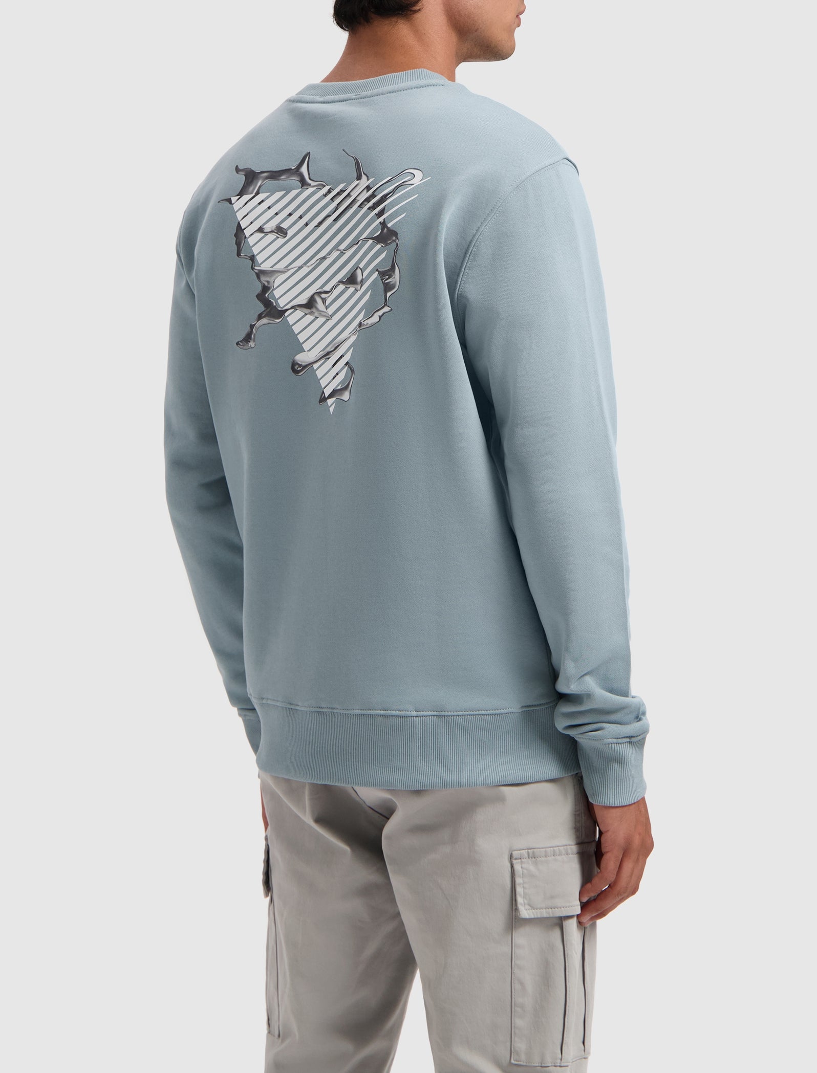 Liquid Metal Logo Sweater Blue Grey Pure Path