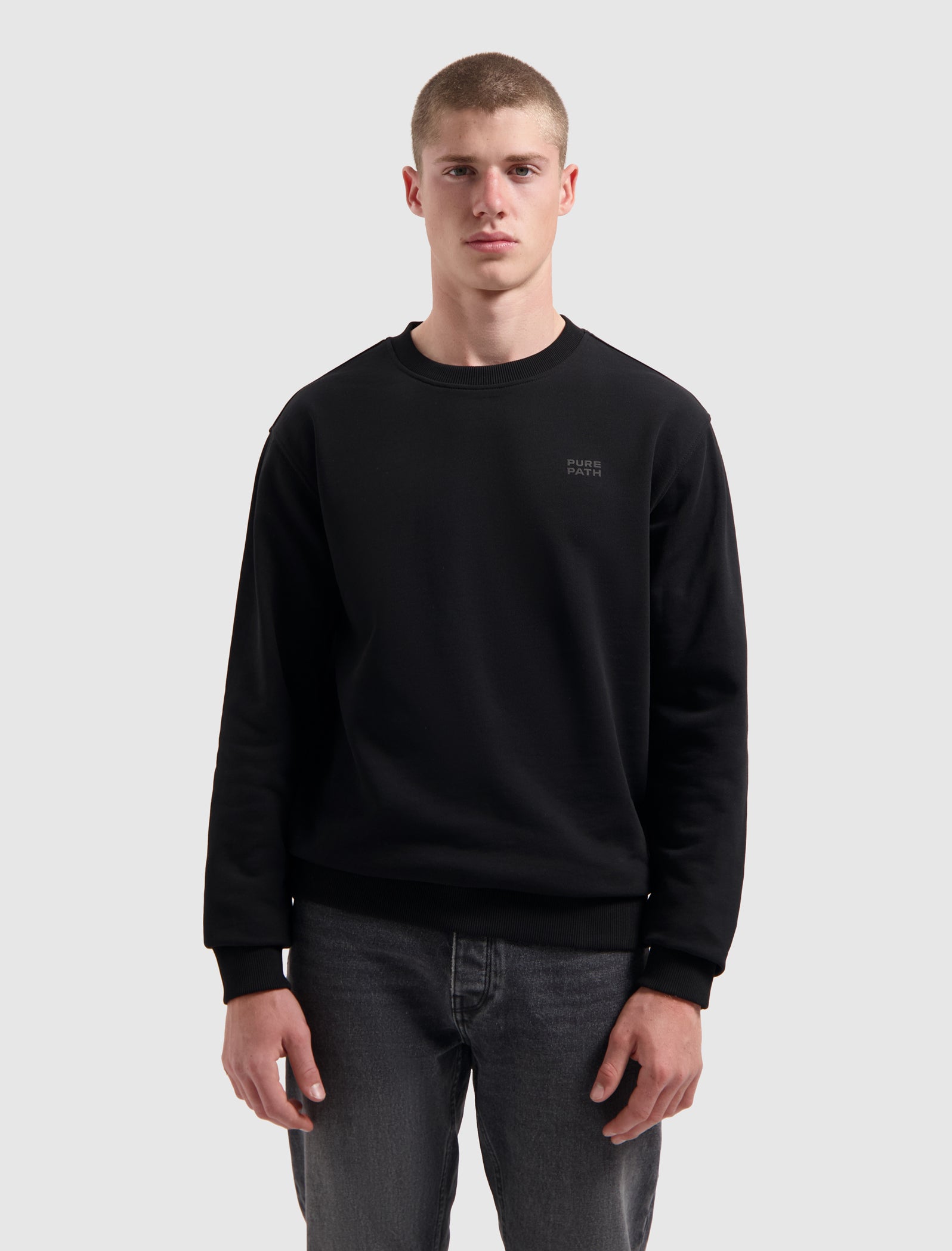 Stacked Logo Sweater | Black