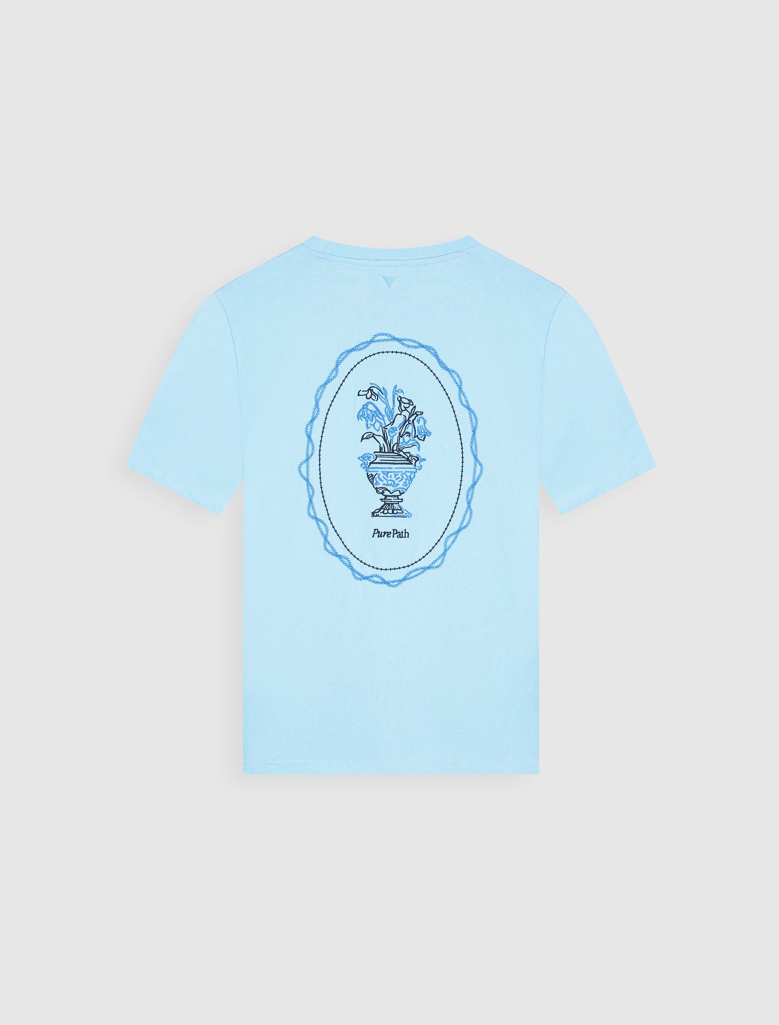 Embroidered Vase T-shirt | Sky Blue