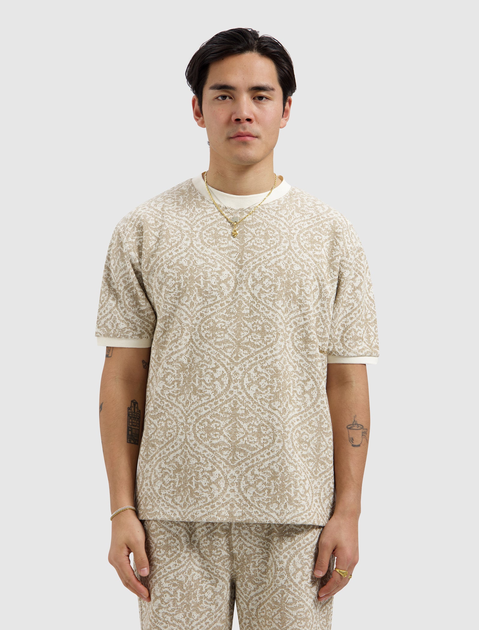 Jacquard T-shirt | Sand