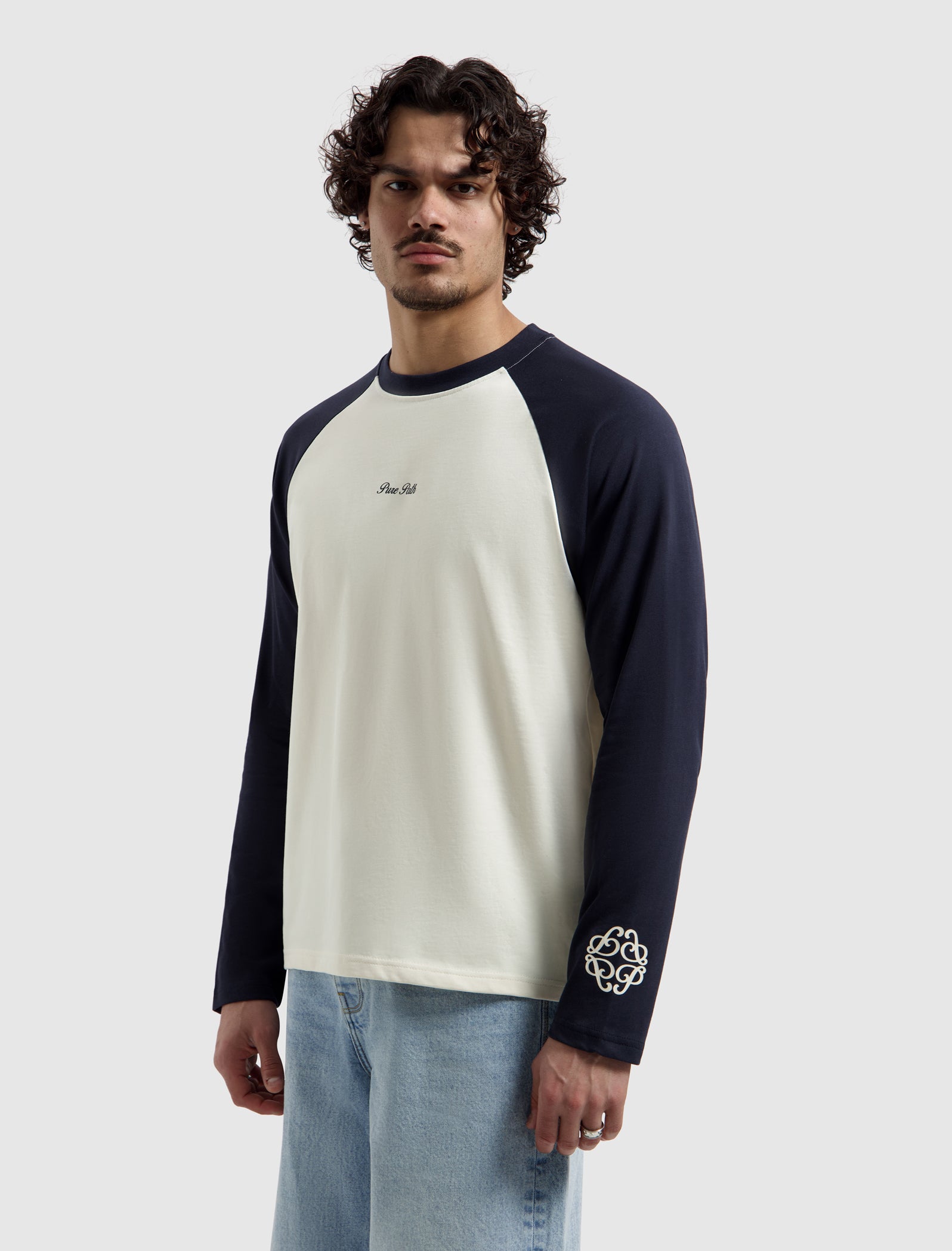 Two-tone Society Longsleeve T-shirt | Ecru