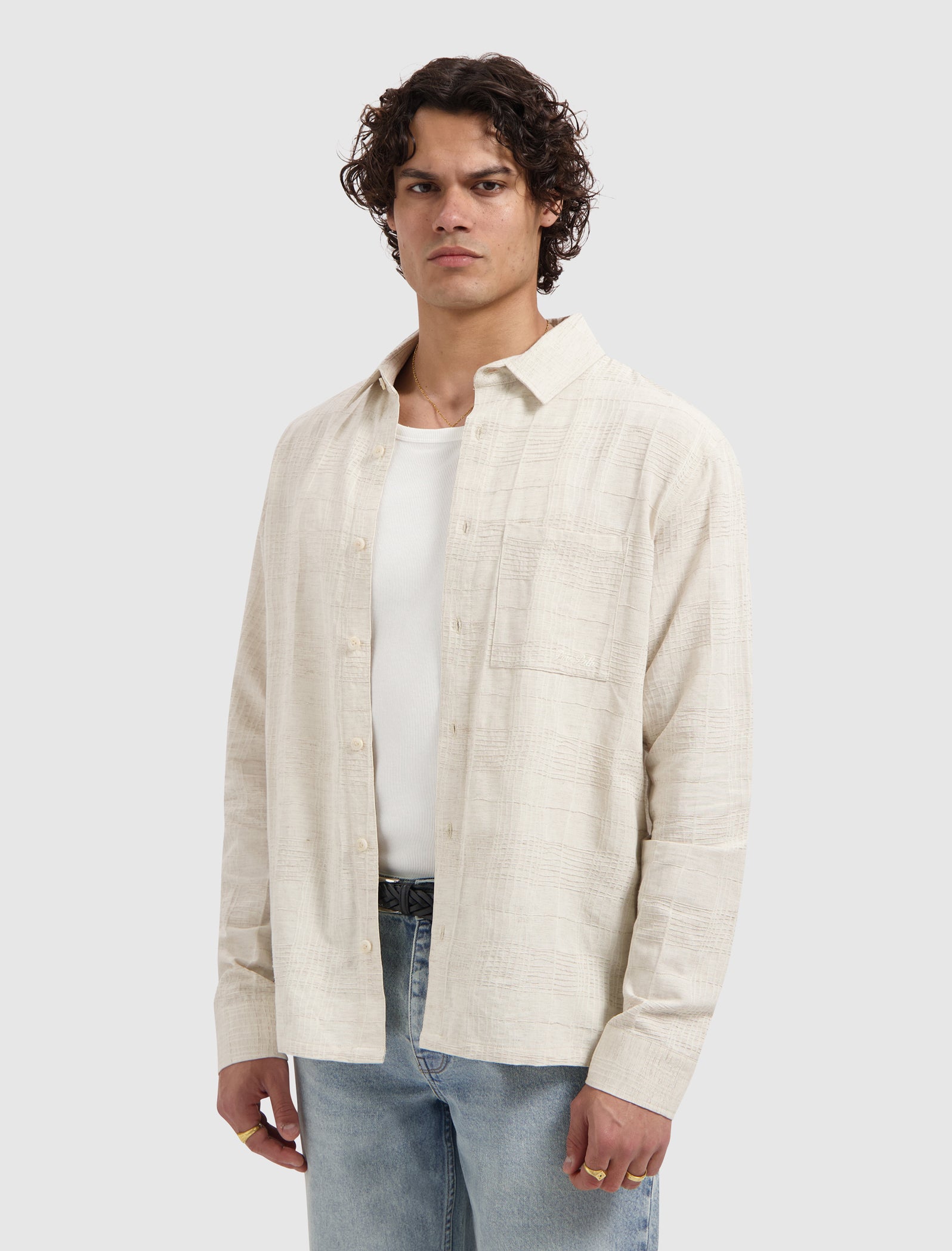 Structured Check Shirts | Ecru