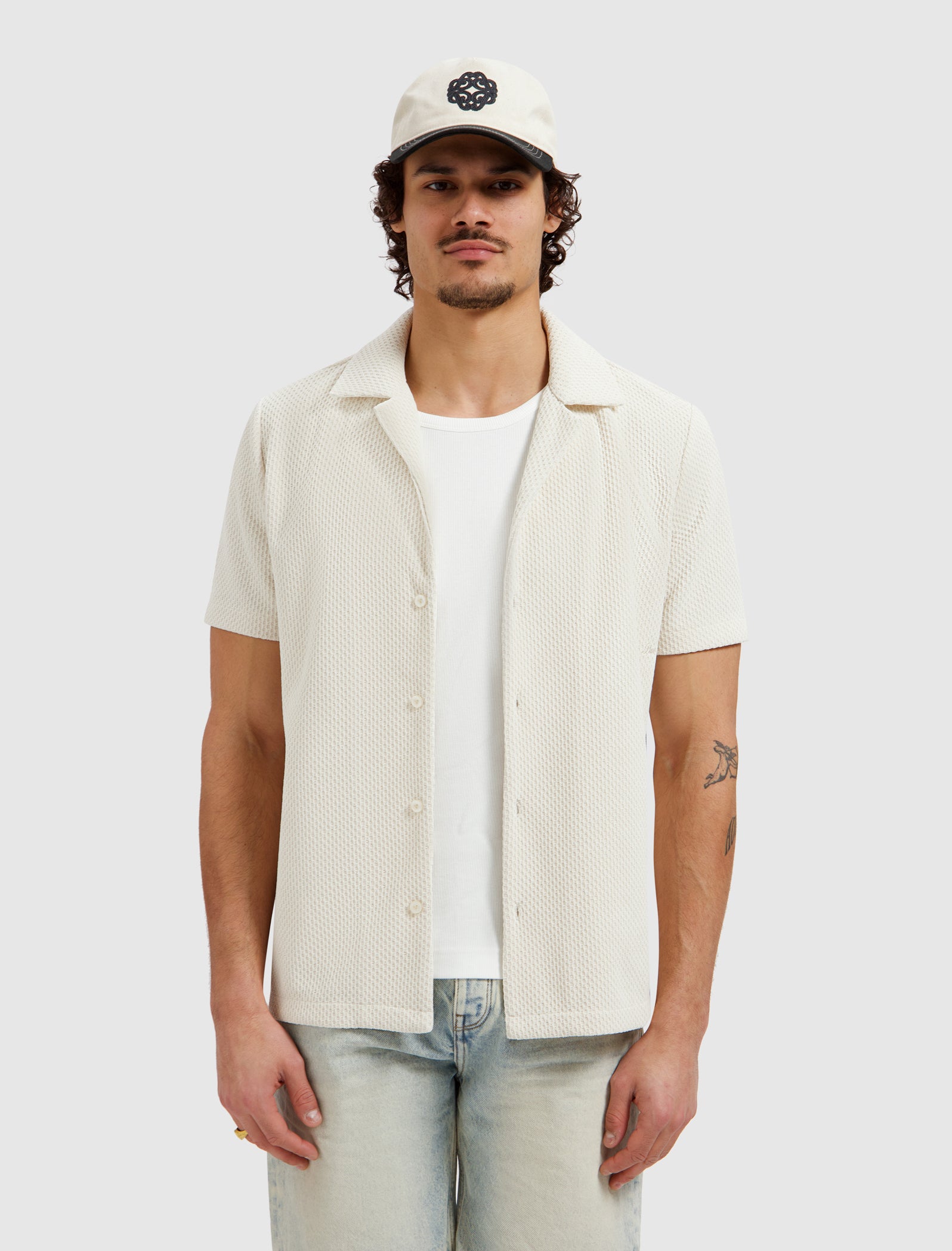 Honeycomb Shortsleeve Shirt | Ecru