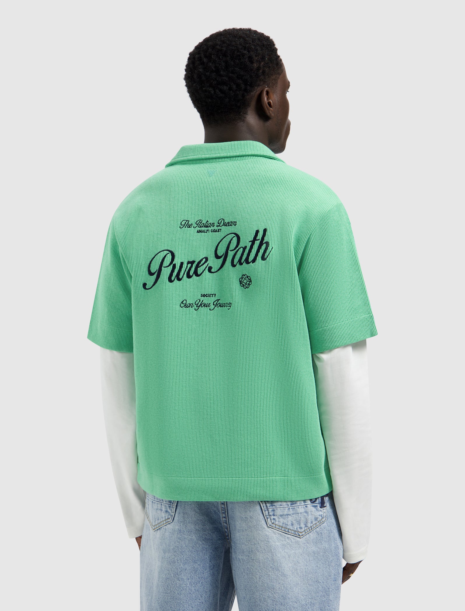 Italian Dream Full-zip Shortsleeve Shirt | Emerald
