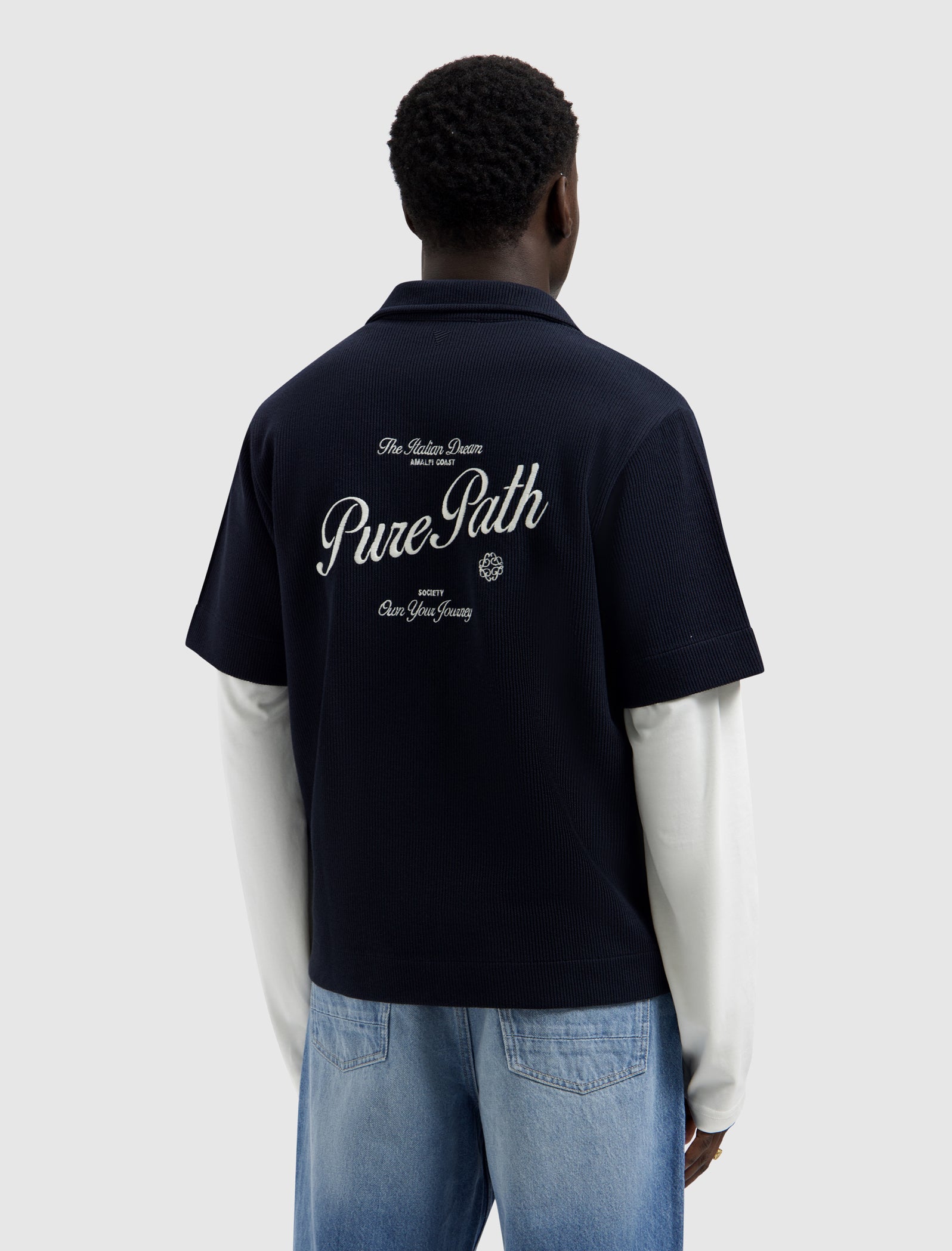 Italian Dream Full-zip Shortsleeve Shirt | Dark Navy
