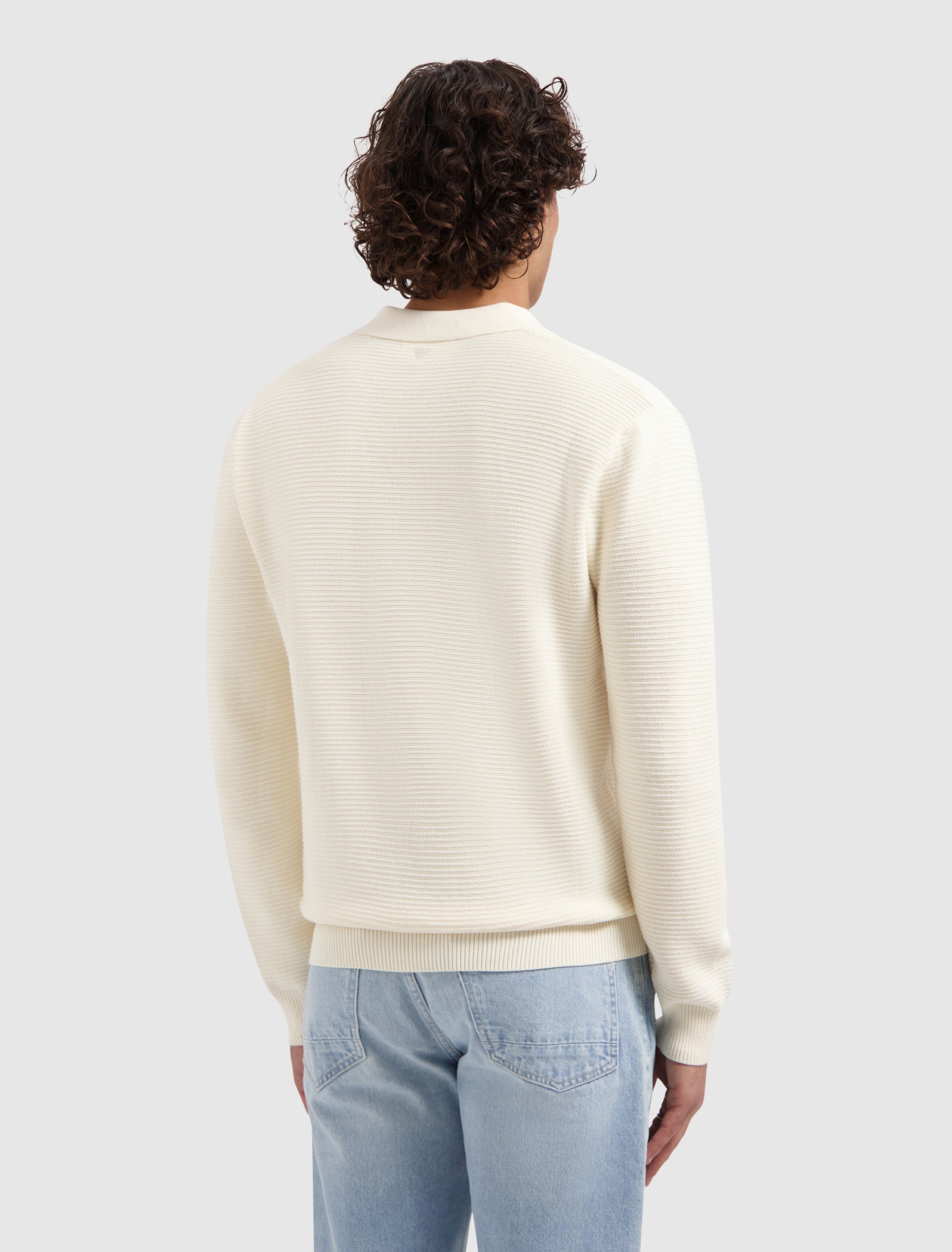 Embroidered Braided Knit Polo | Off White