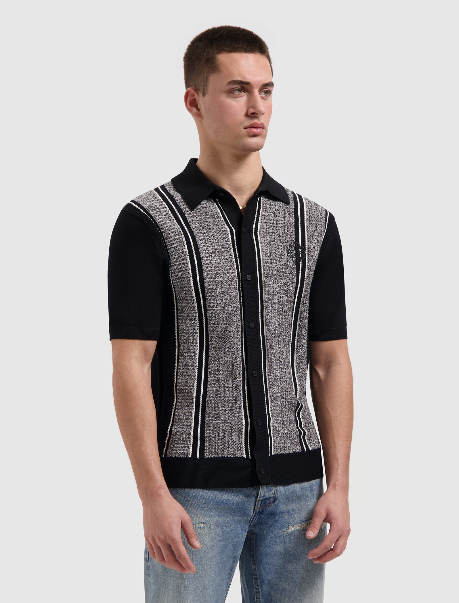 トップス mesh jacquard knit shirt Aztec Jacquard Knit Shirt | Brooklyn Cloth
