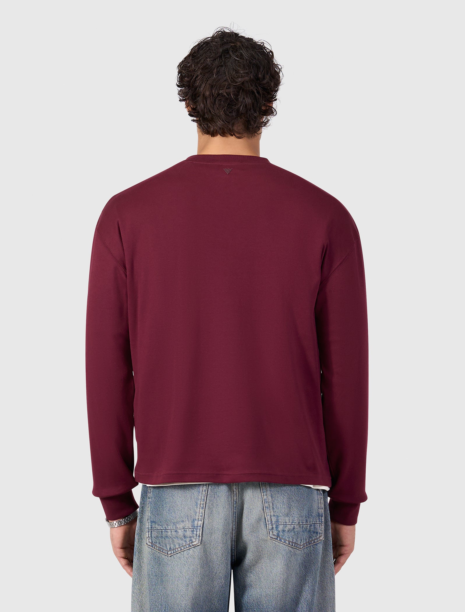 Inititials Pocket Longsleeve T-shirt | Wine Red