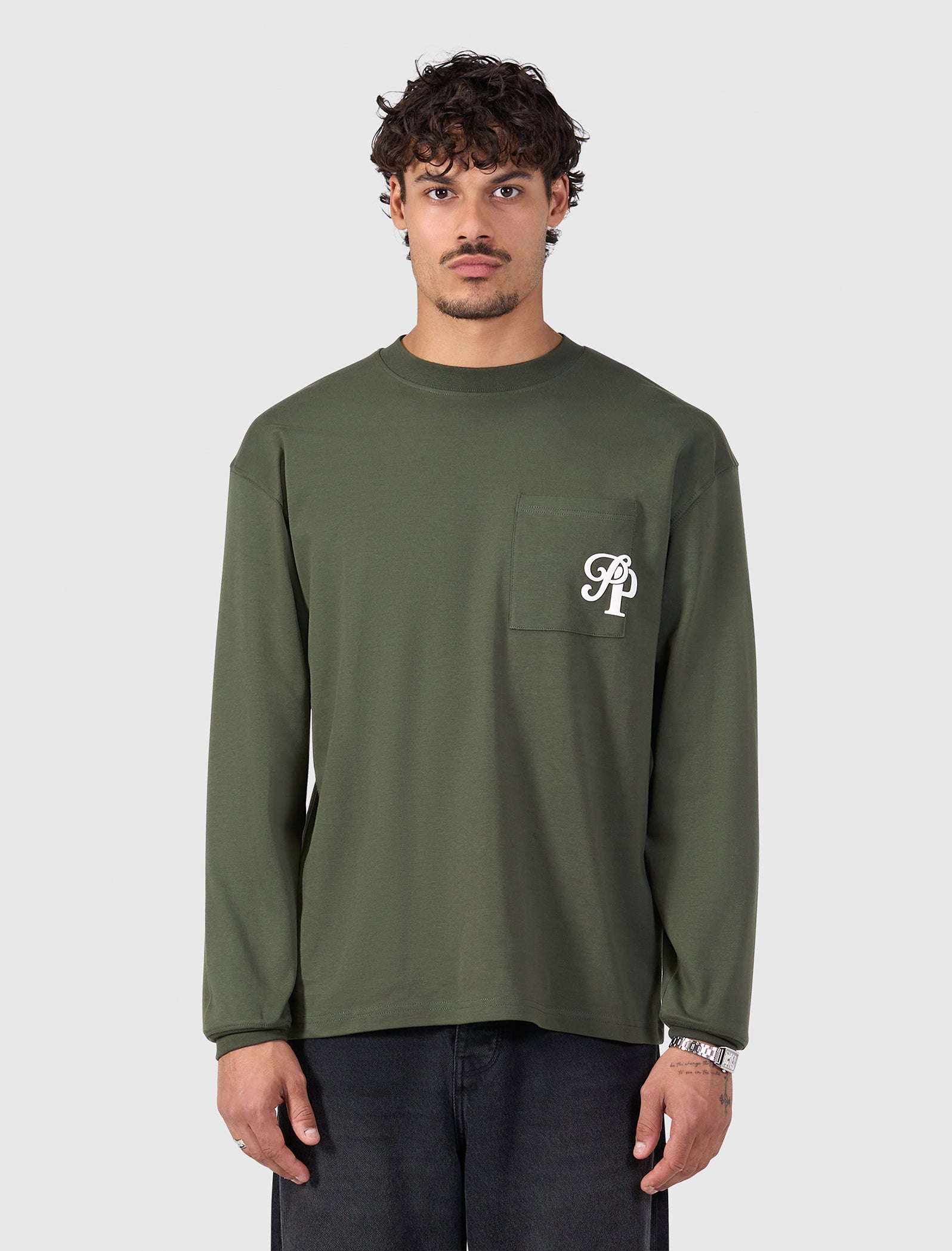 Inititials Pocket Longsleeve T-shirt | Dark Army