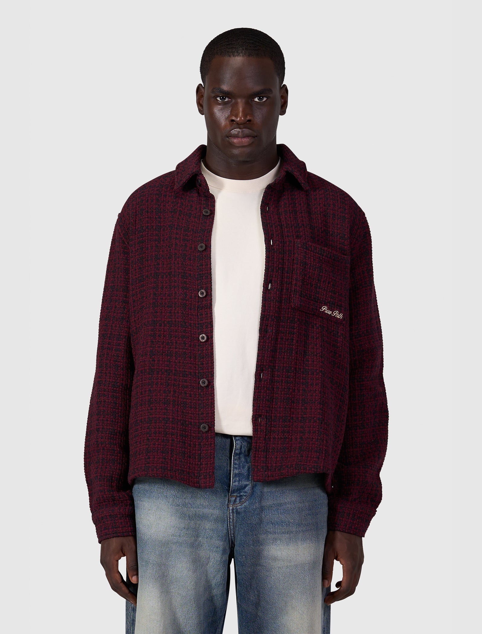 Structured Checked Overshirt | Black