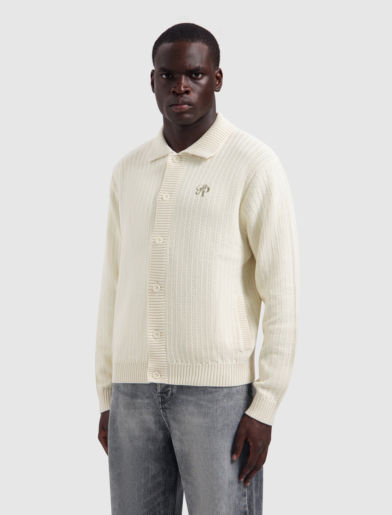 Initials Ladder Stitch Knit Vest | Ecru