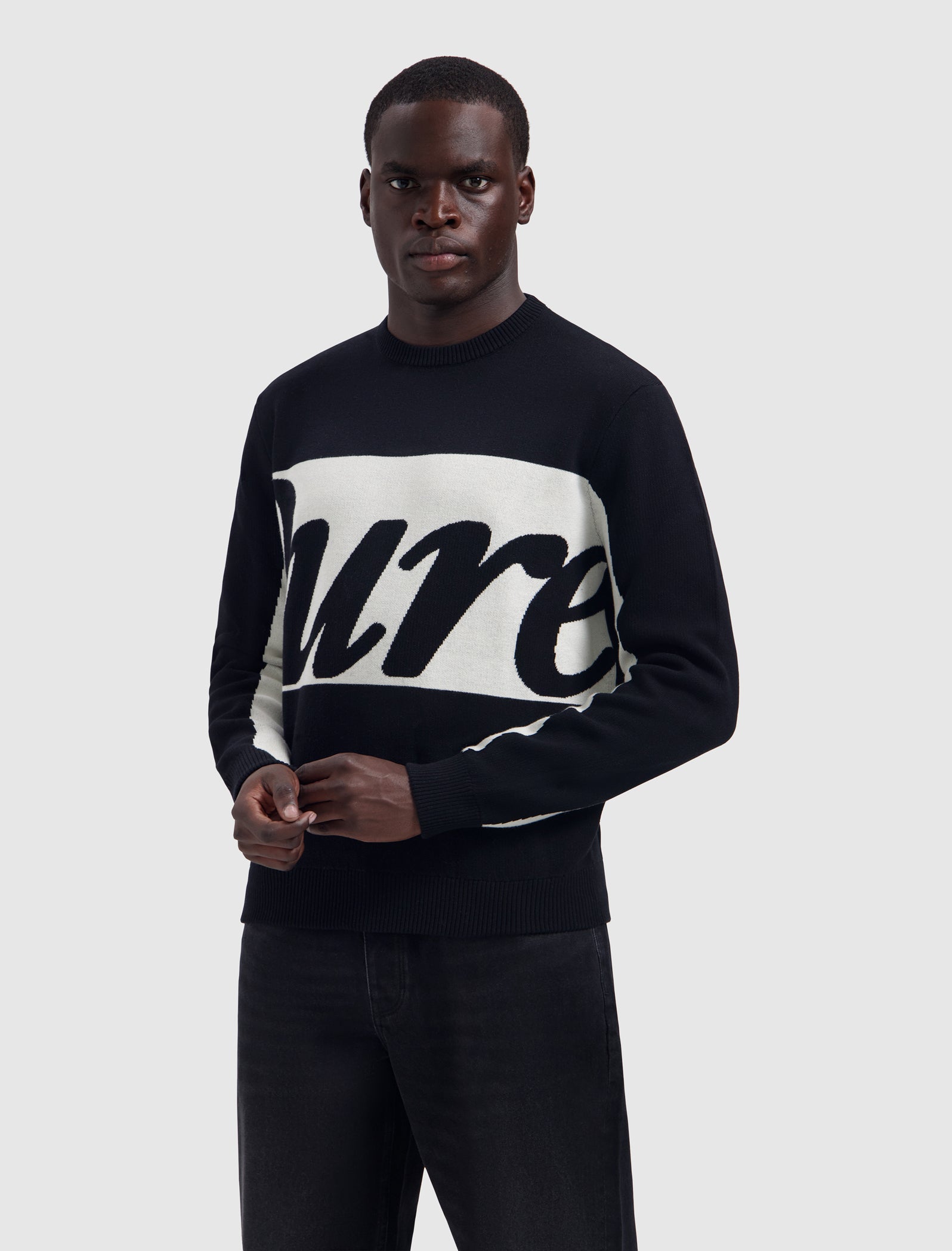 Jacquard Pure Knit Sweater | Black