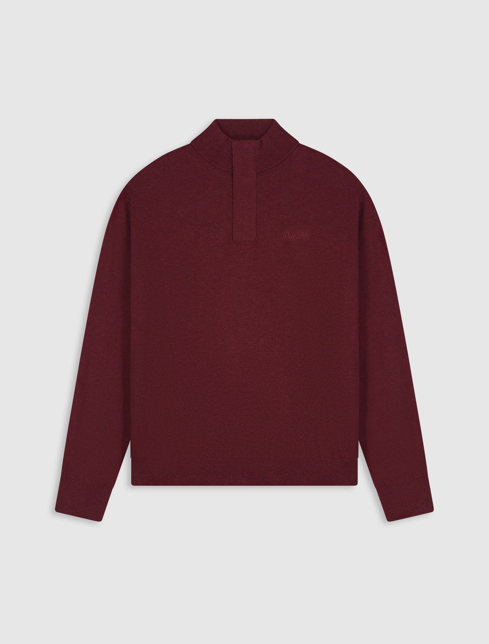 Flat Knit Hidden Half-zip Sweater | Wine Red