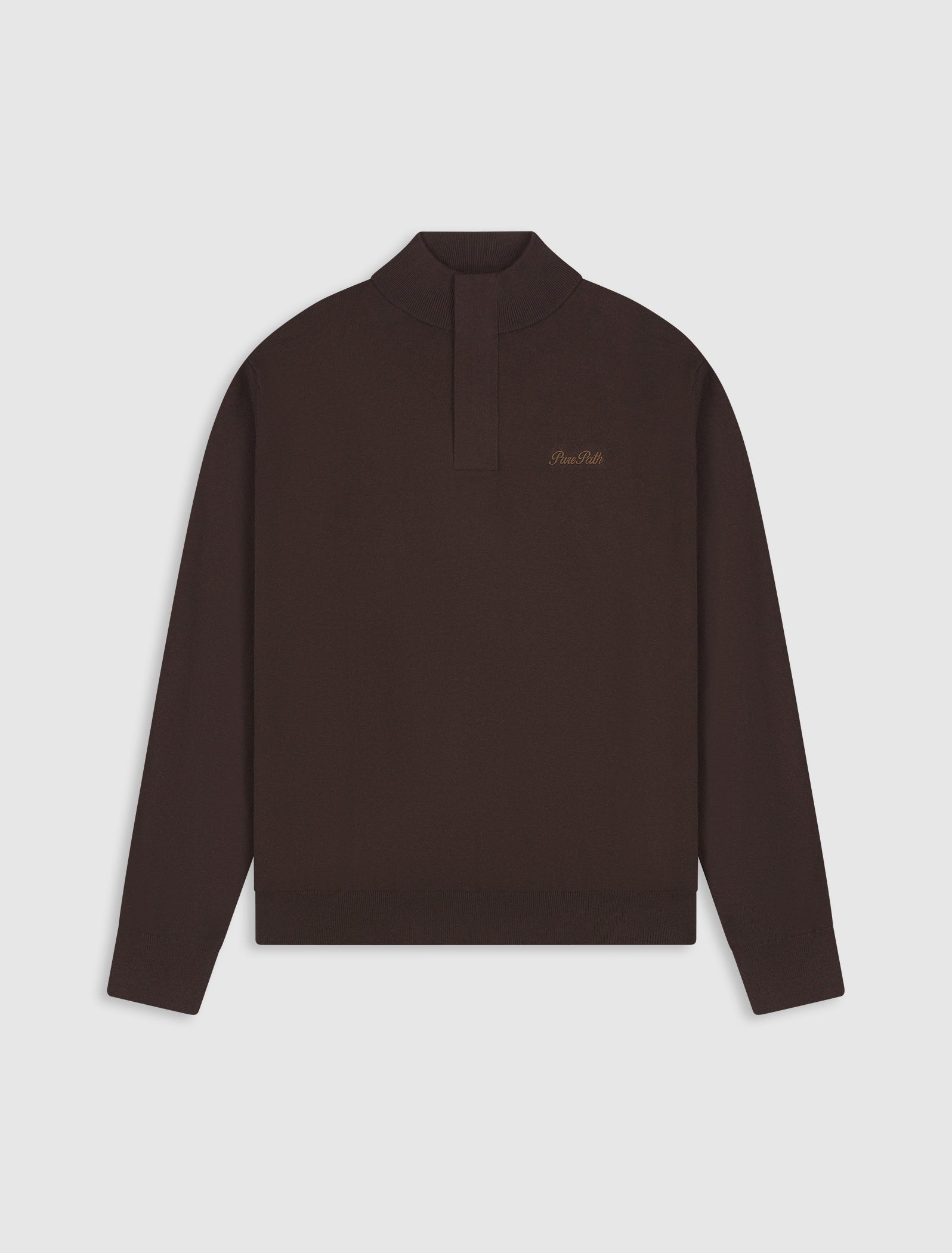 Flat Knit Hidden Half-zip Sweater | Dark Brown