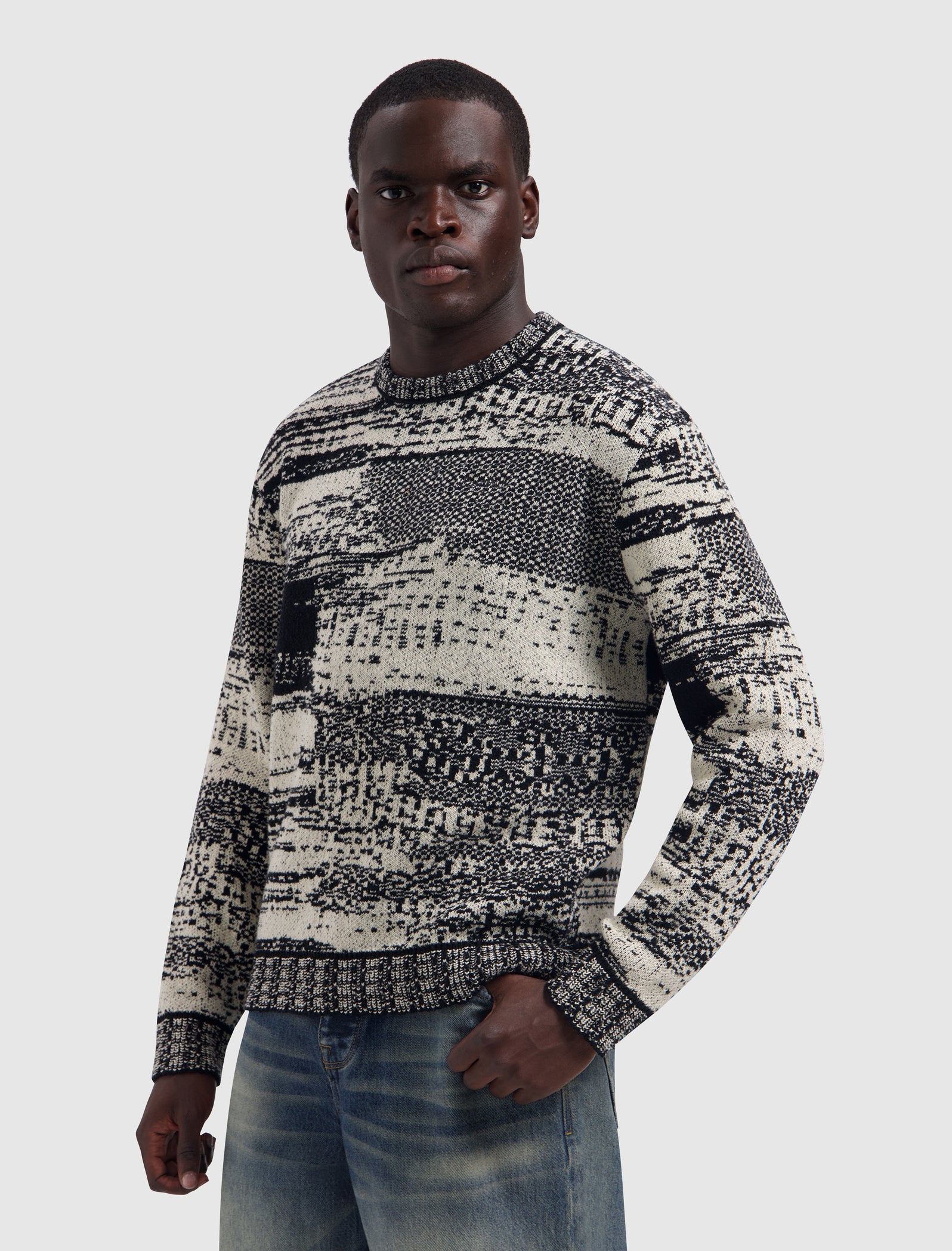 Jacquard Knit Sweater | Black