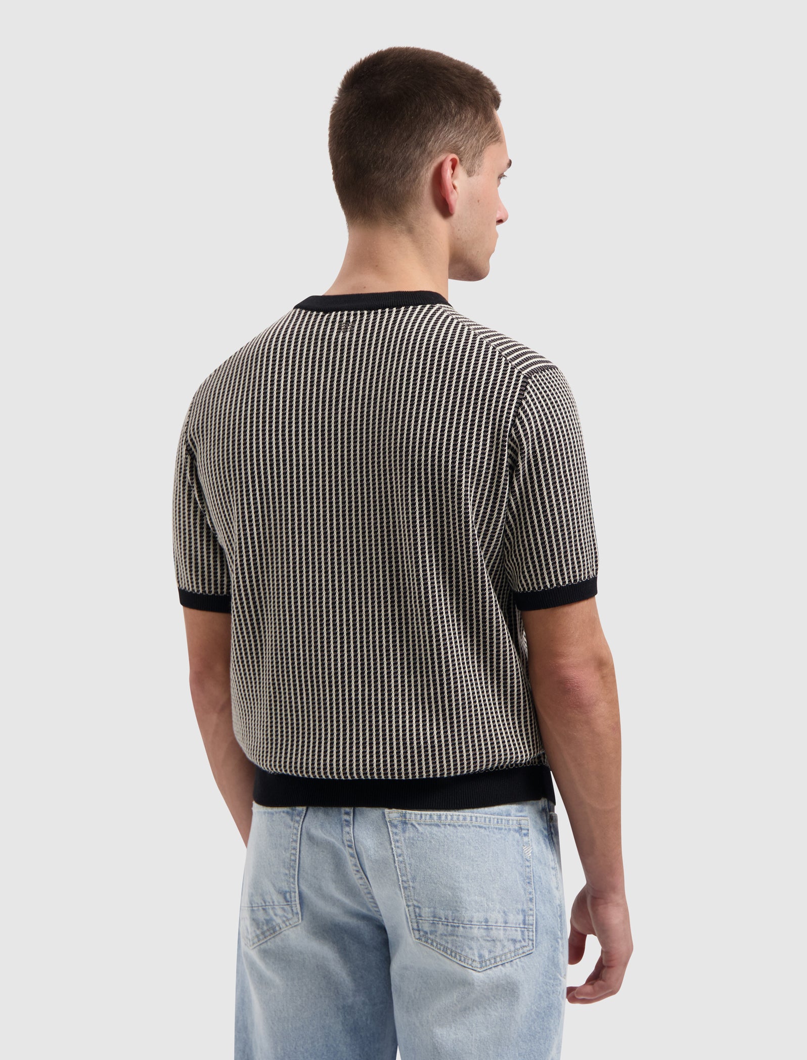 Ladder Stitch Knit T-shirt | Black