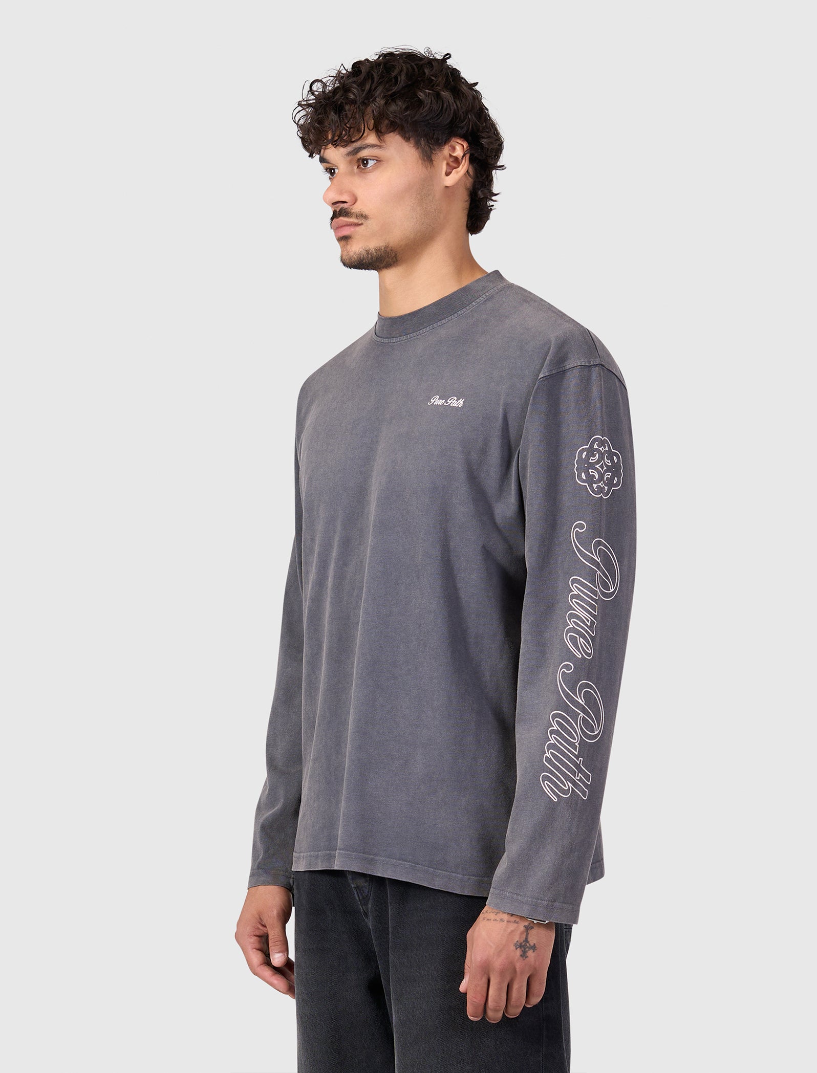 Washed Essence of Life Longsleeve T-shirt | Dark Grey
