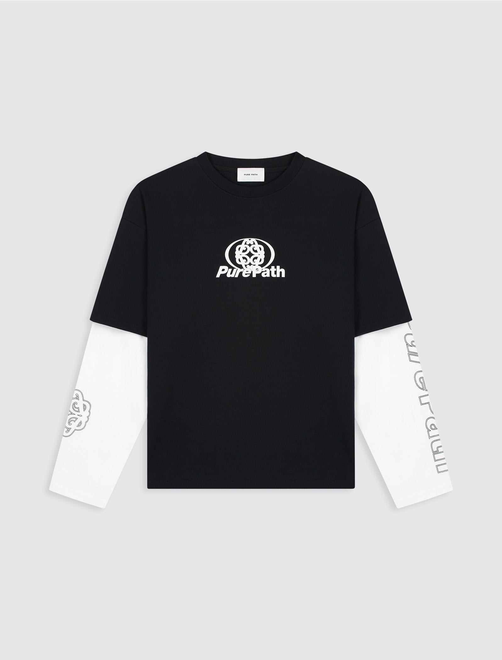 Double Layered Monogram Longsleeve T-shirt | Black