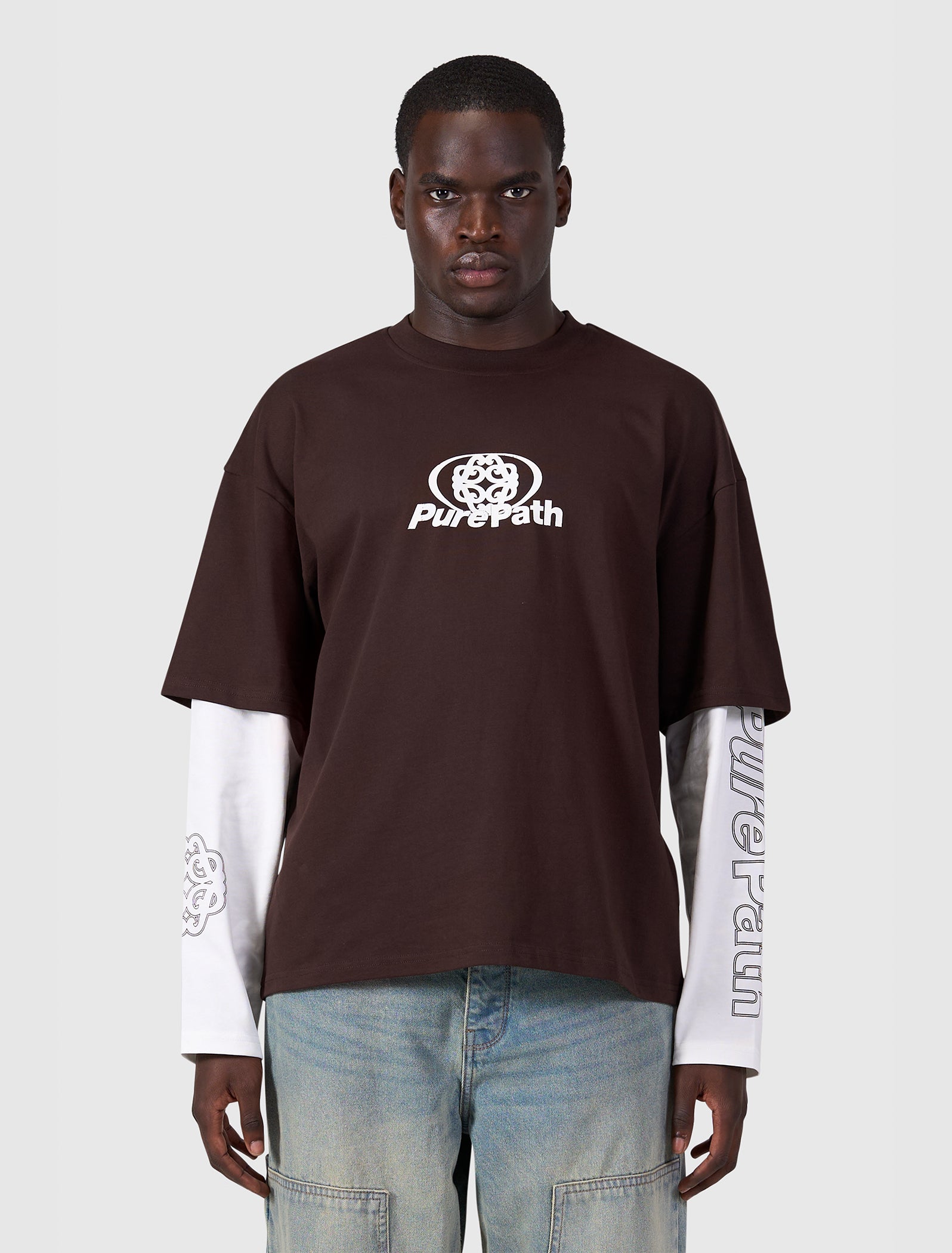 Double Layered Monogram Longsleeve T-shirt | Dark Brown