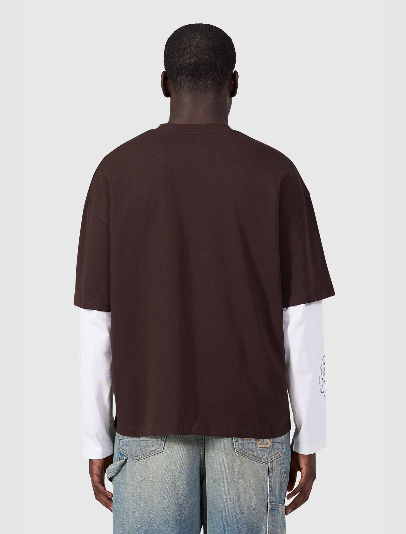 Double Layered Monogram Longsleeve T-shirt | Dark Brown