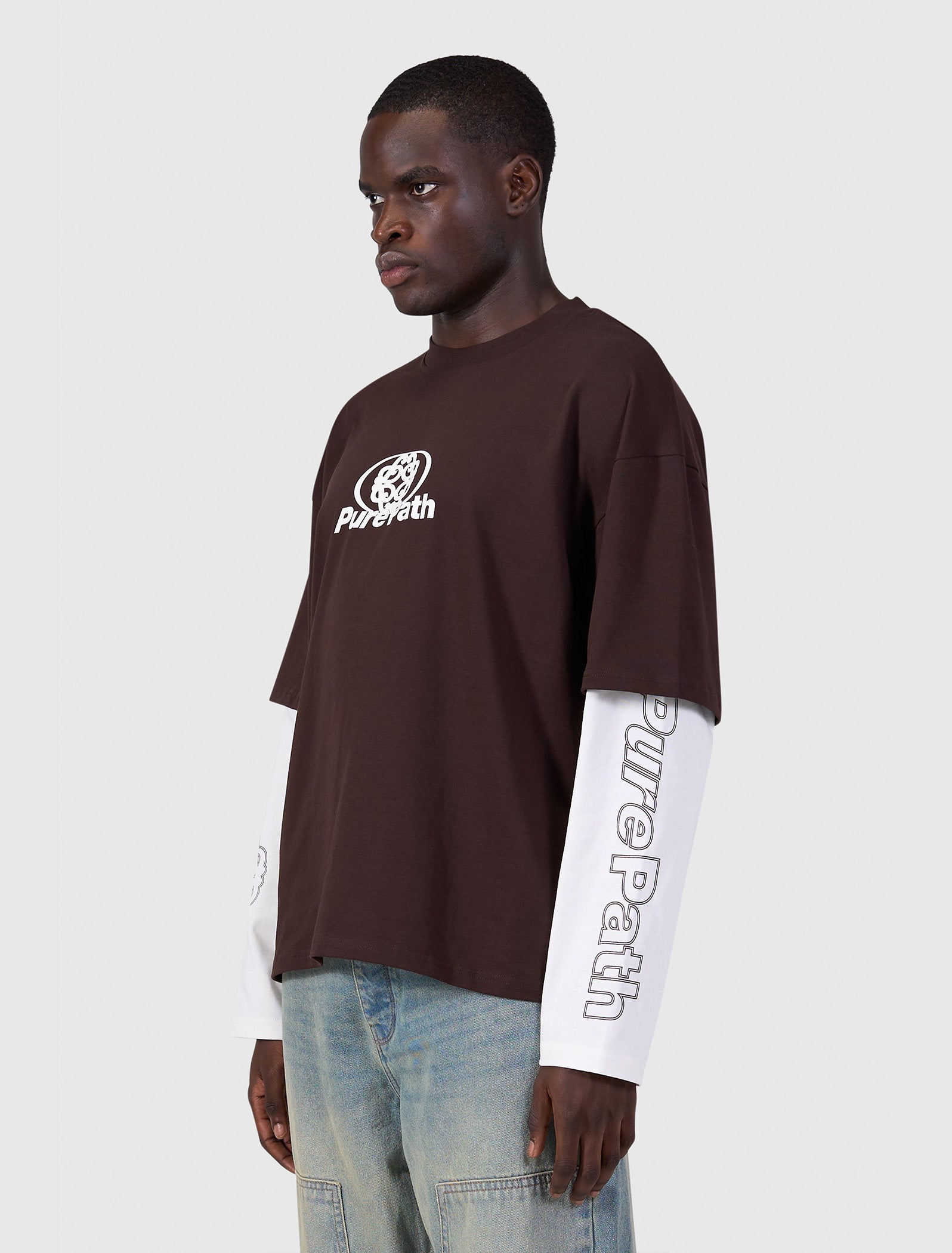 Double Layered Monogram Longsleeve T-shirt | Dark Brown