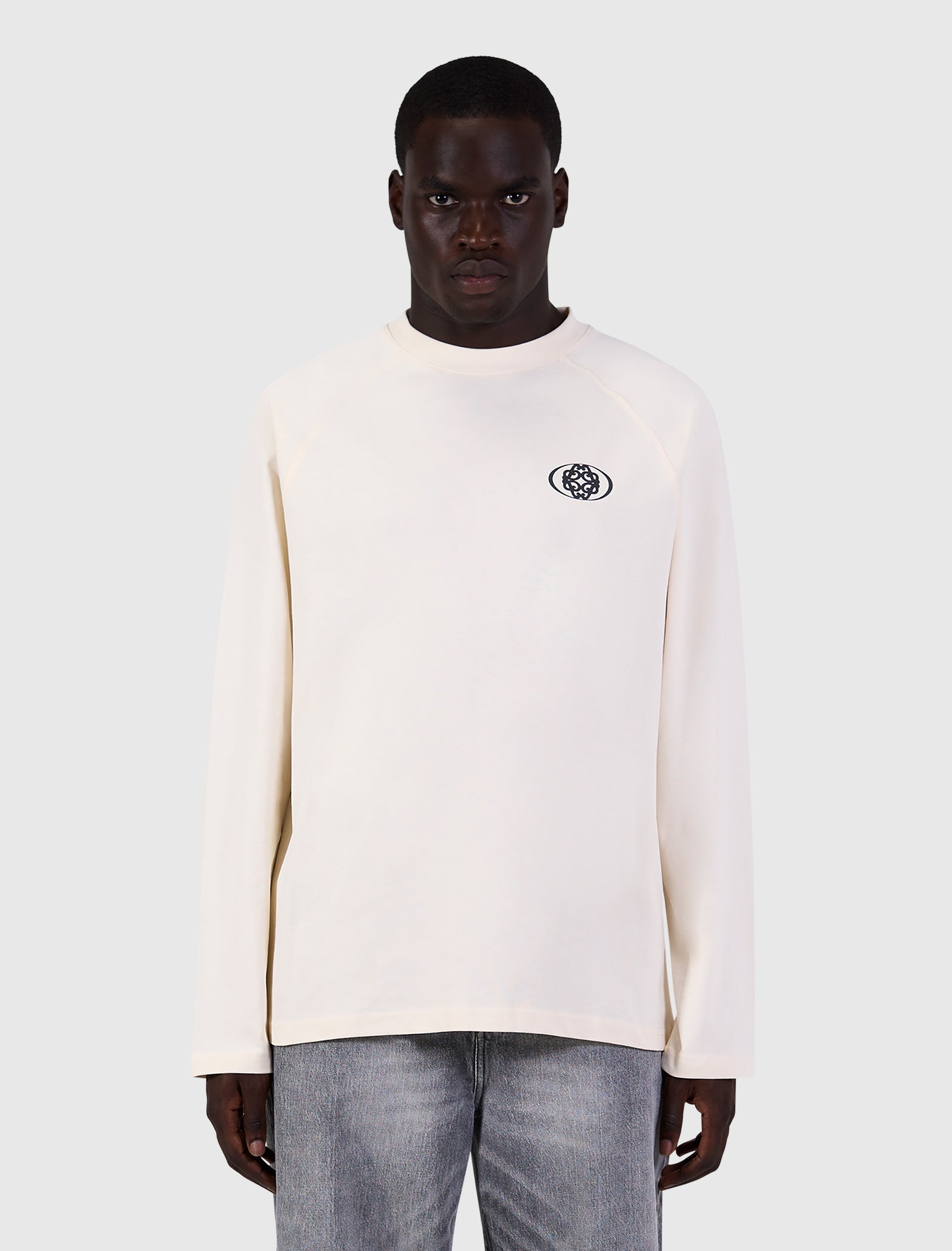 Monogram Raglan Longsleeve T-shirt | Ecru
