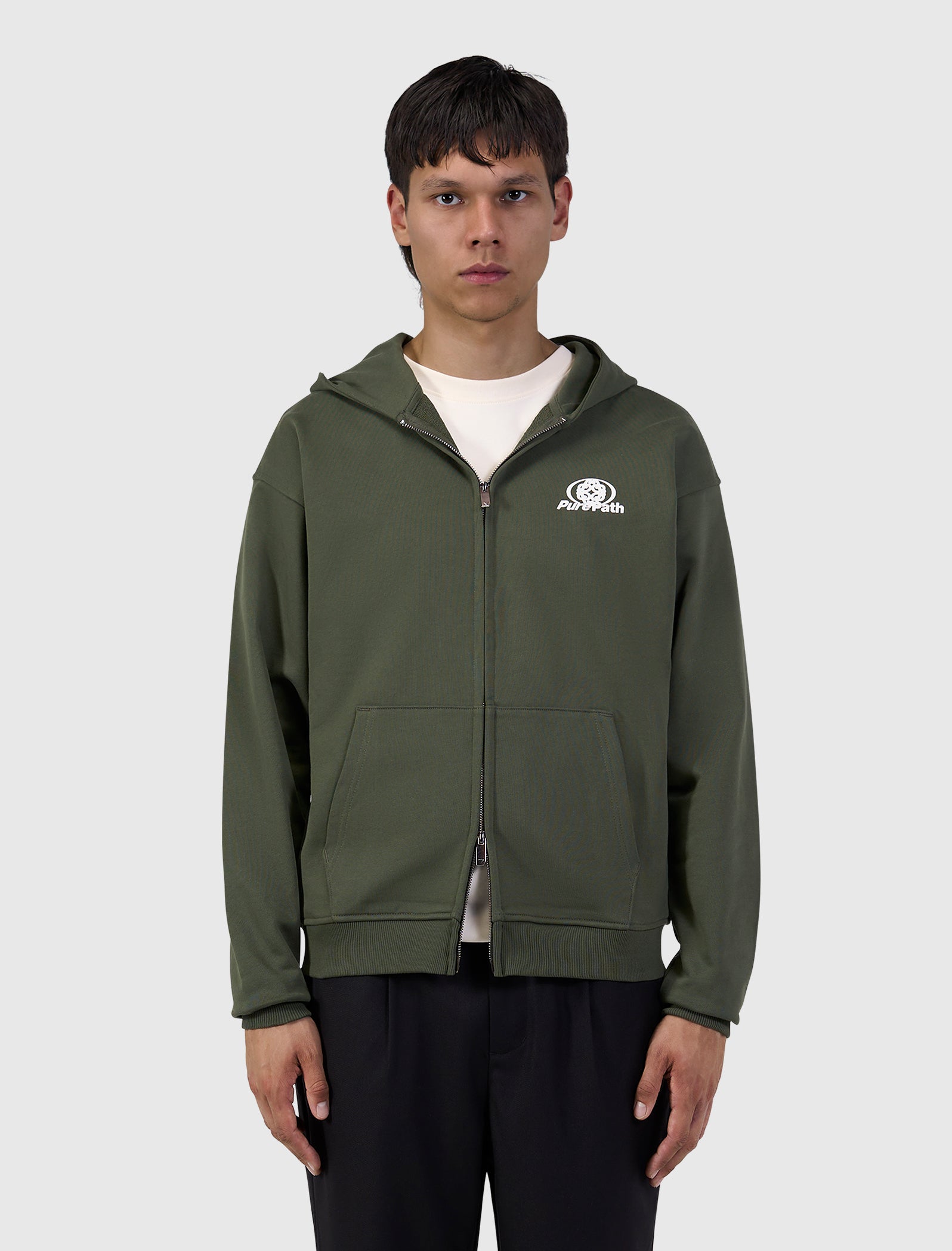 Two Way Full-zip Monogram Hoodie | Dark Army