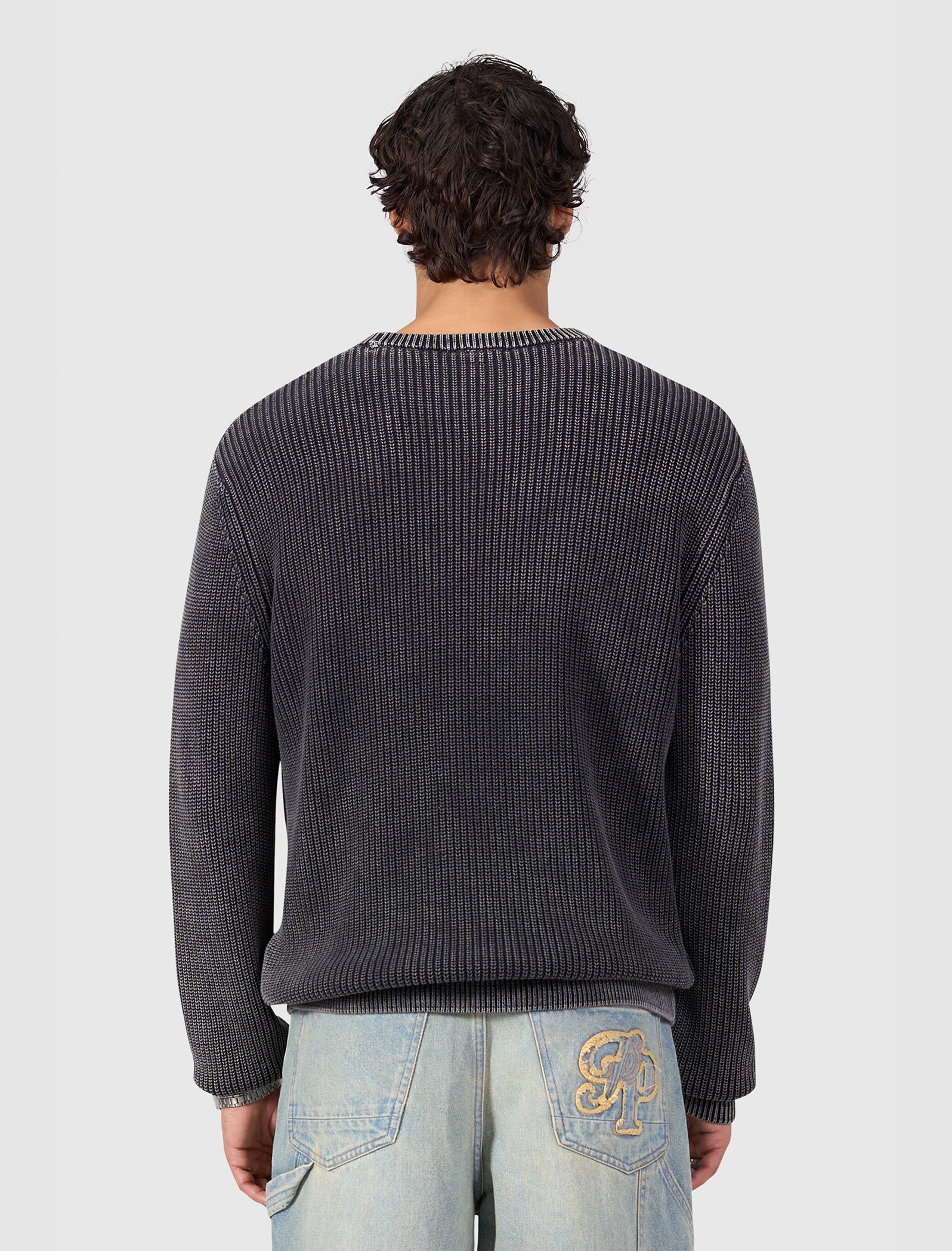 Washed United Knit Sweater | Black
