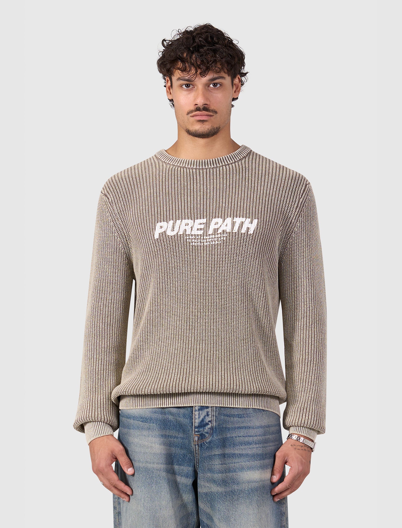 Washed United Knit Sweater | Taupe