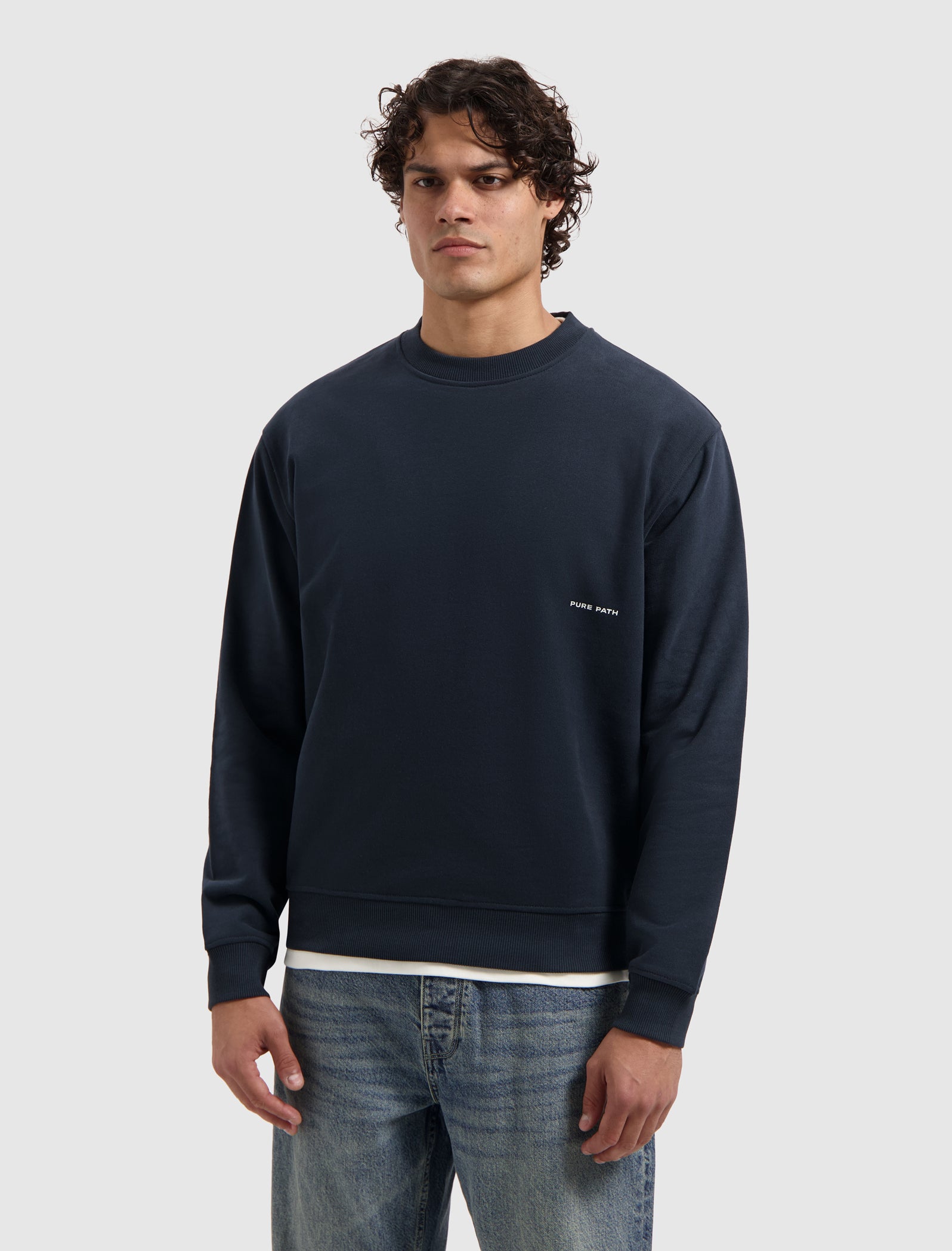 Essential Sideline Wordmark Sweater | Navy