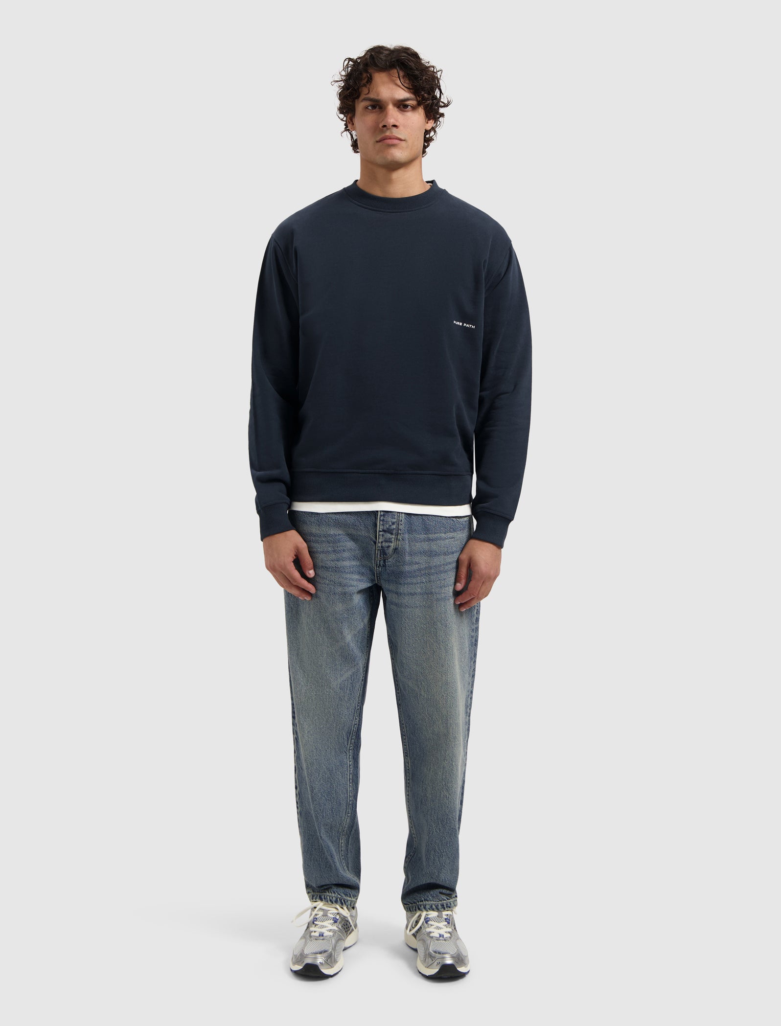 Essential Sideline Wordmark Sweater | Navy