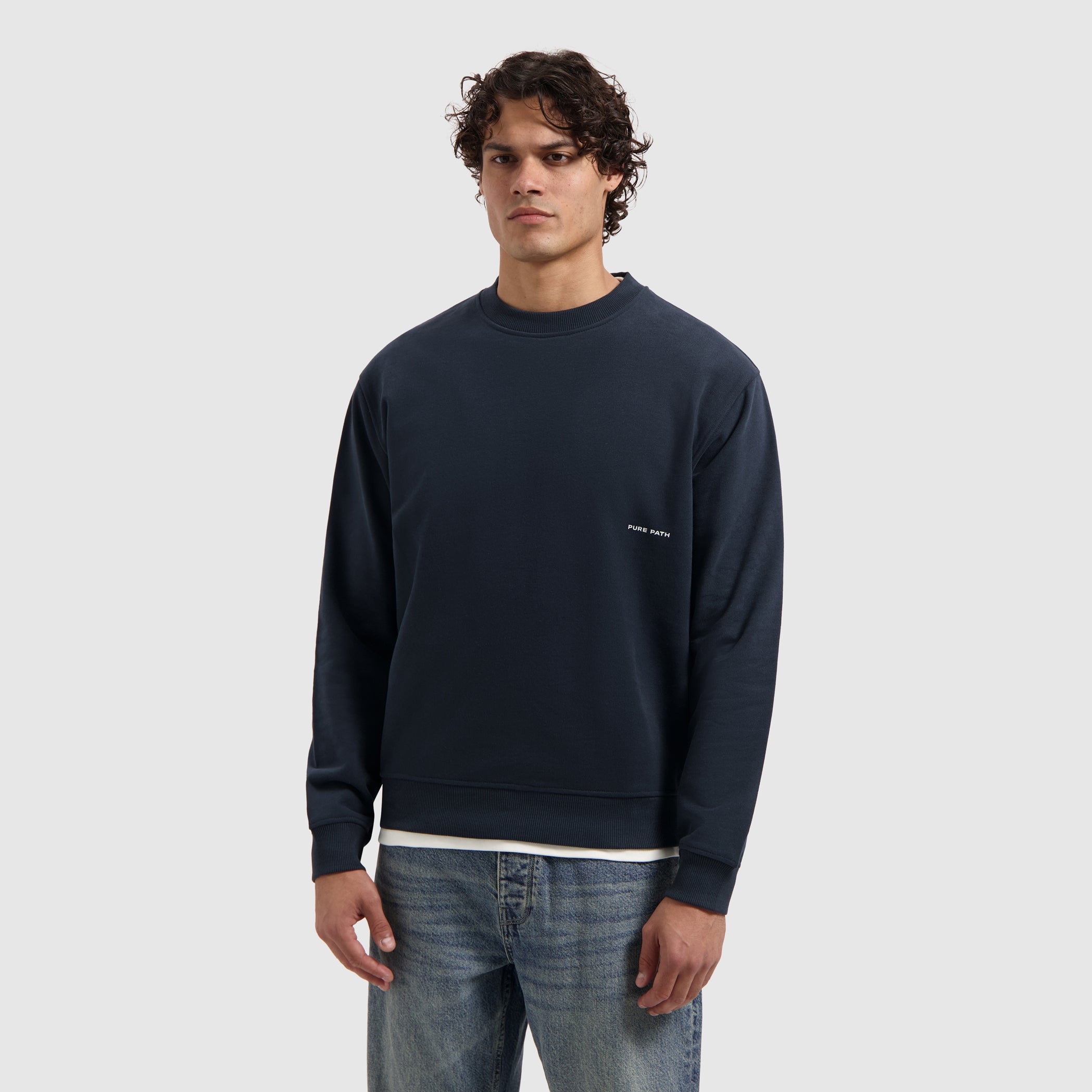 Essential Sideline Wordmark Sweater | Navy