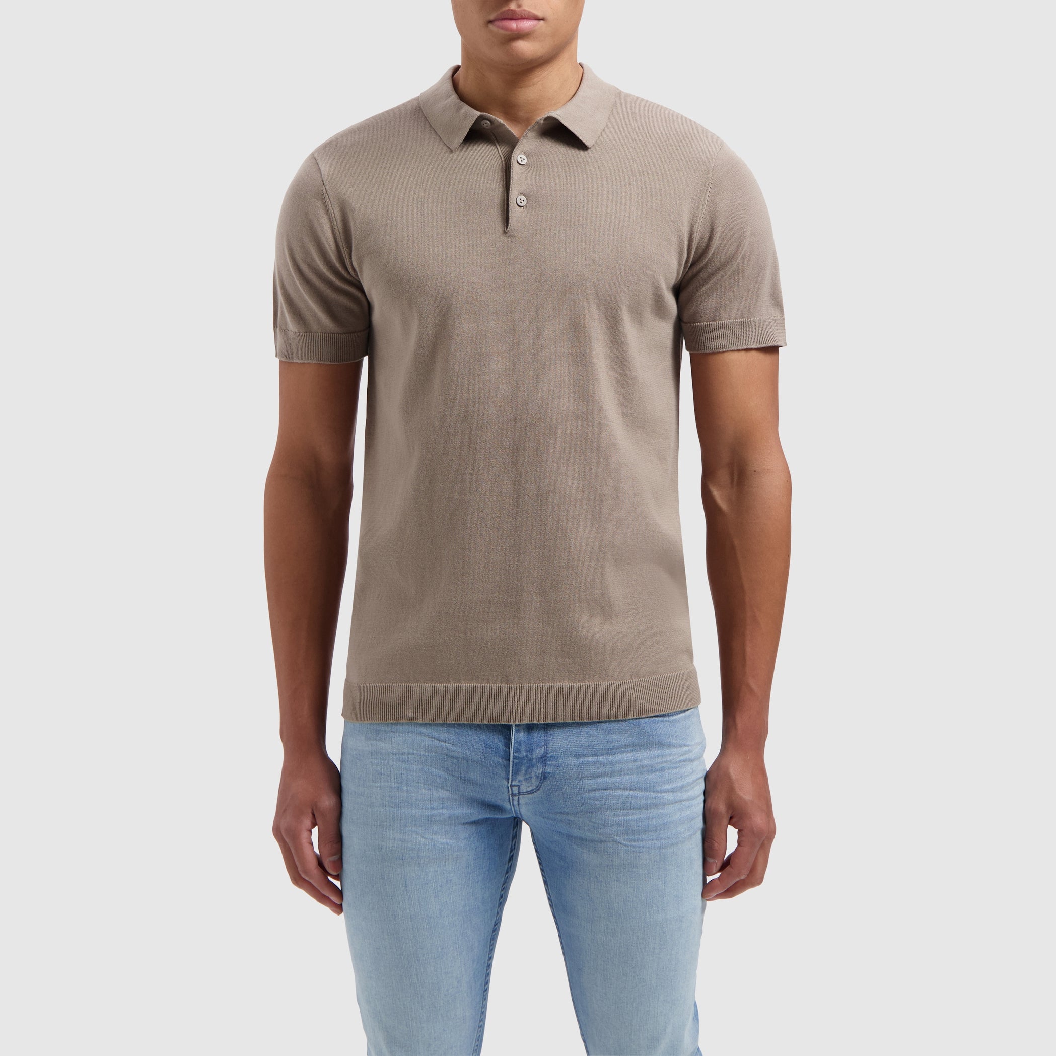 Essential Knitwear Polo | Taupe