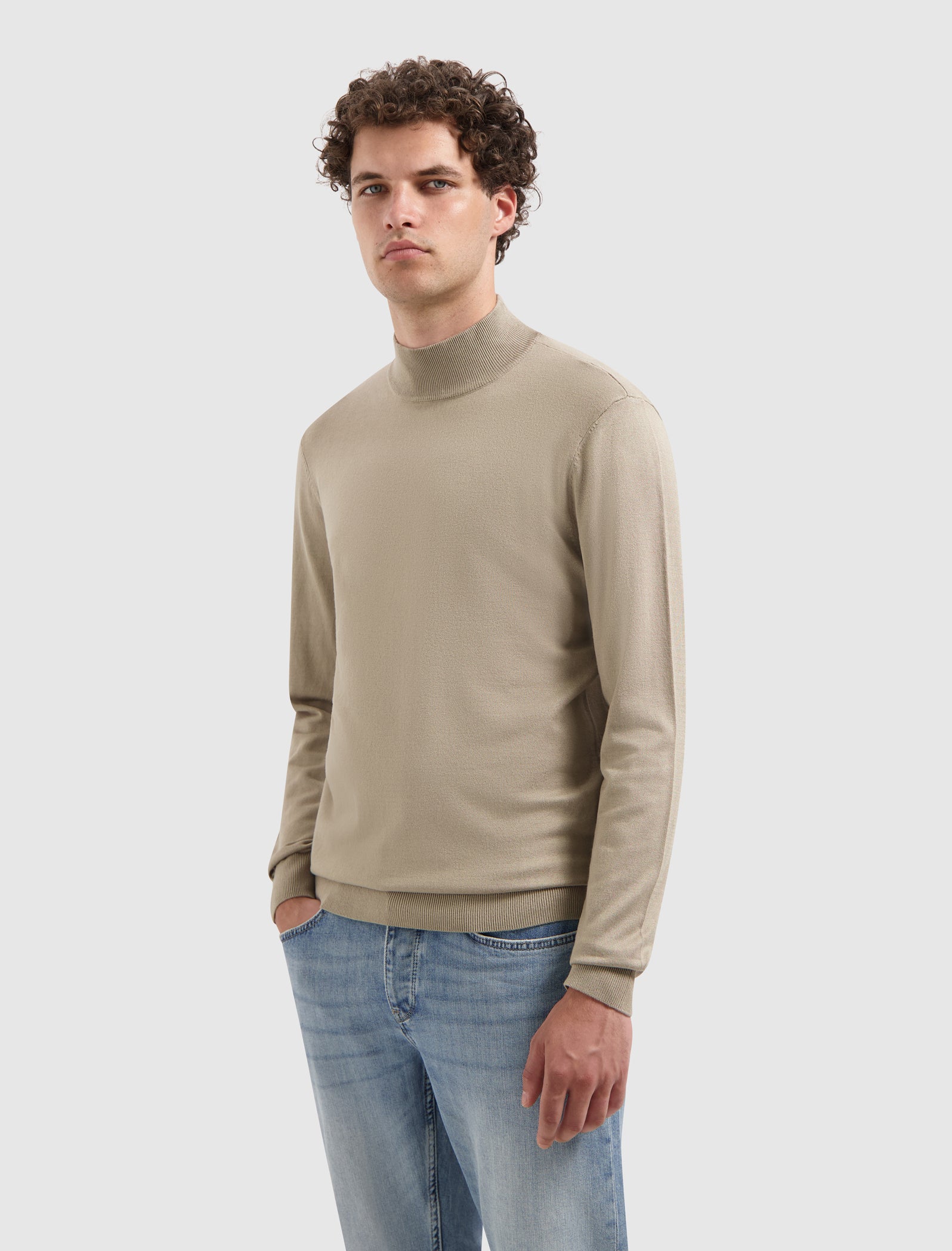Essential Knit Mockneck Sweater | Taupe