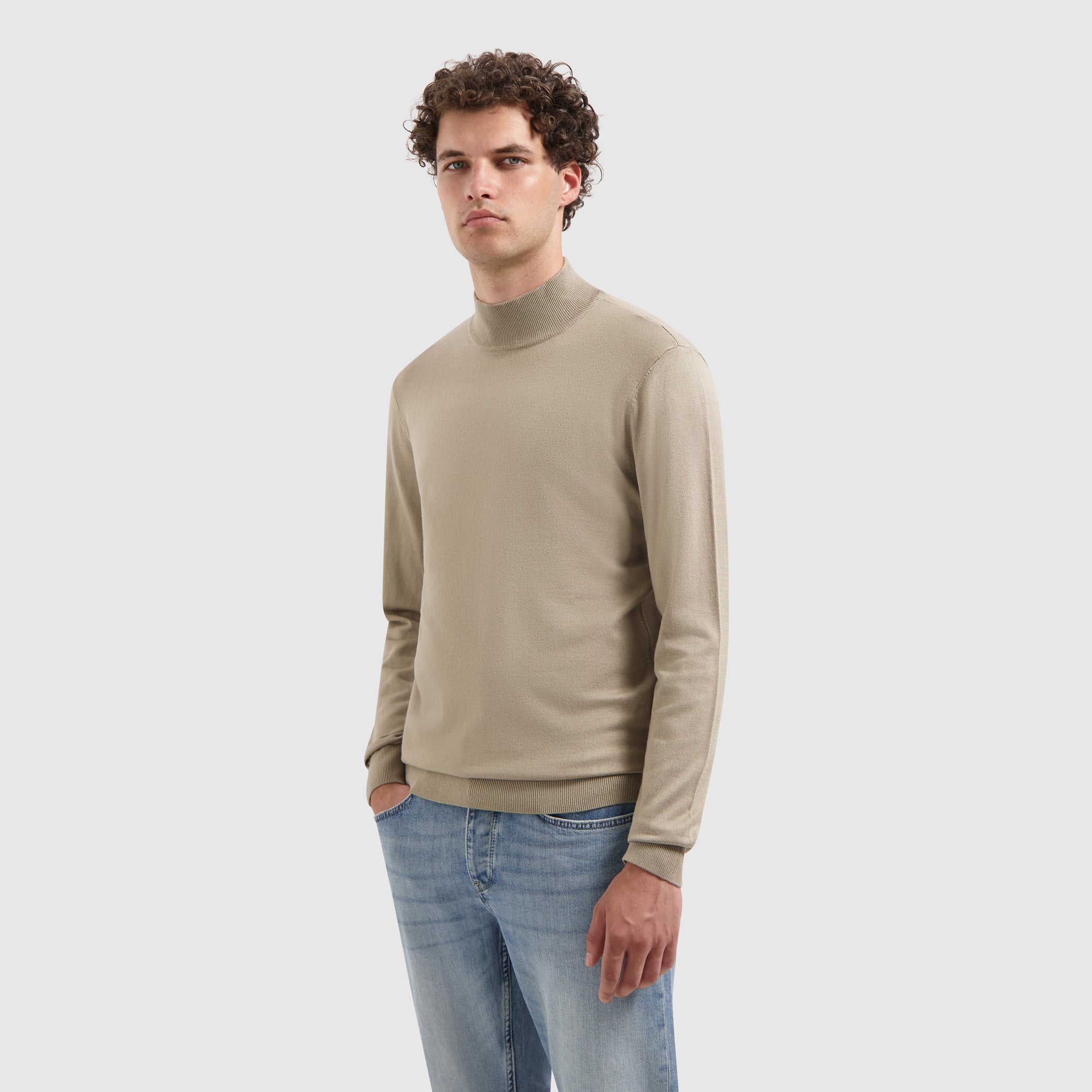 Essential Knit Mockneck Sweater | Taupe