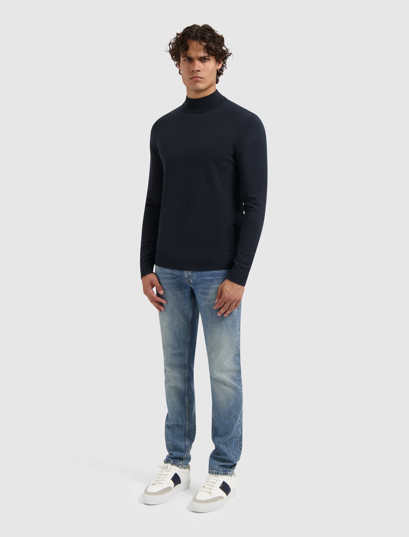 Essential Knit Mockneck Sweater | Dark Navy