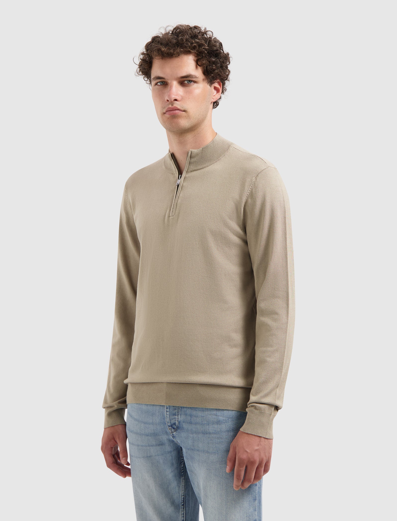 Essential Knit Half-zip Sweater | Taupe