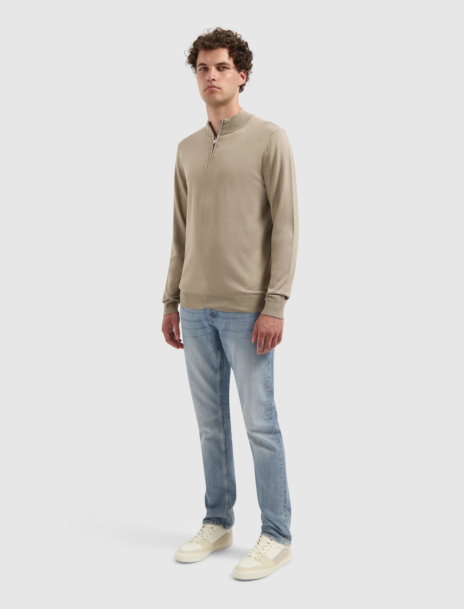 Essential Knit Half-zip Sweater | Taupe