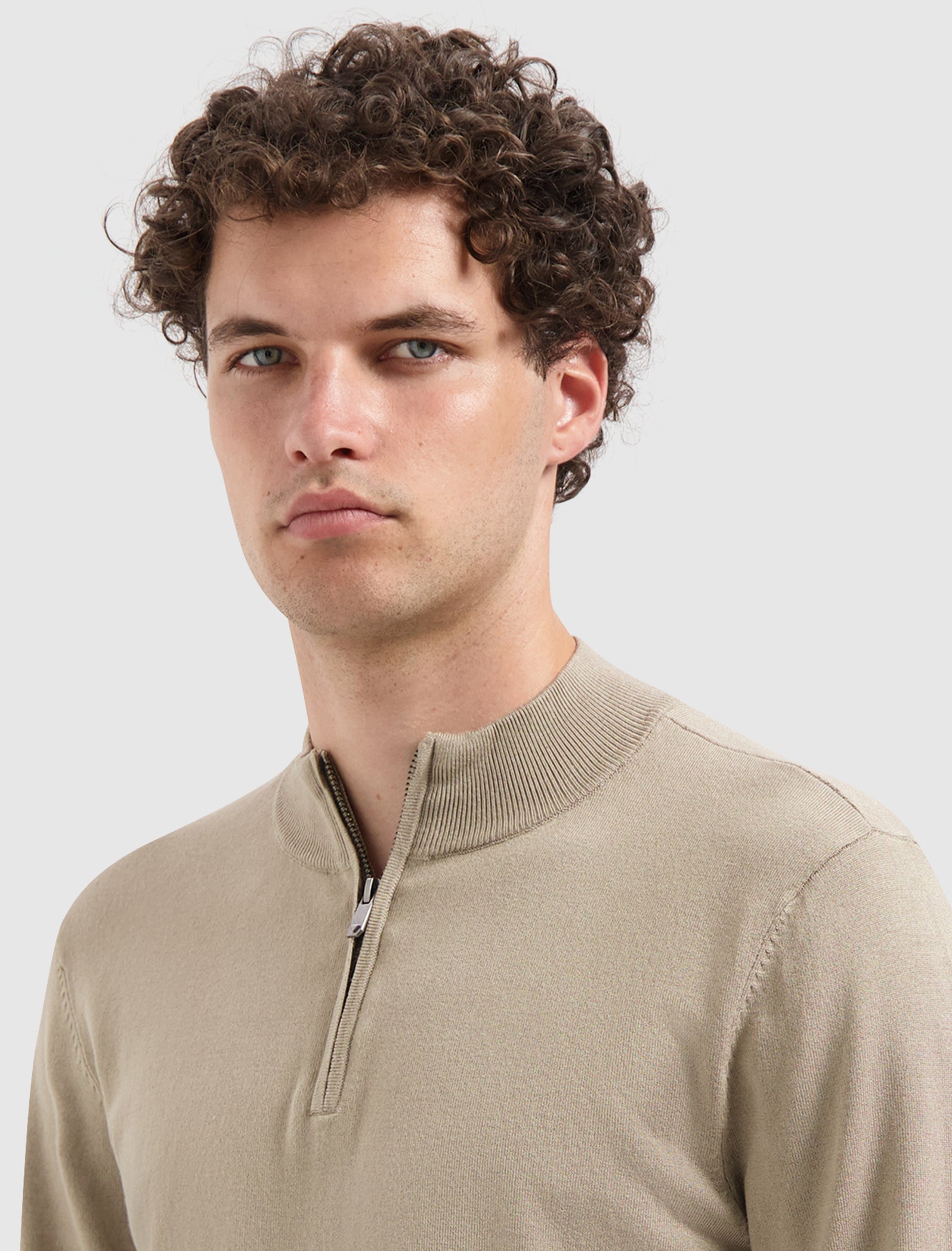 Essential Knit Half-zip Sweater | Taupe
