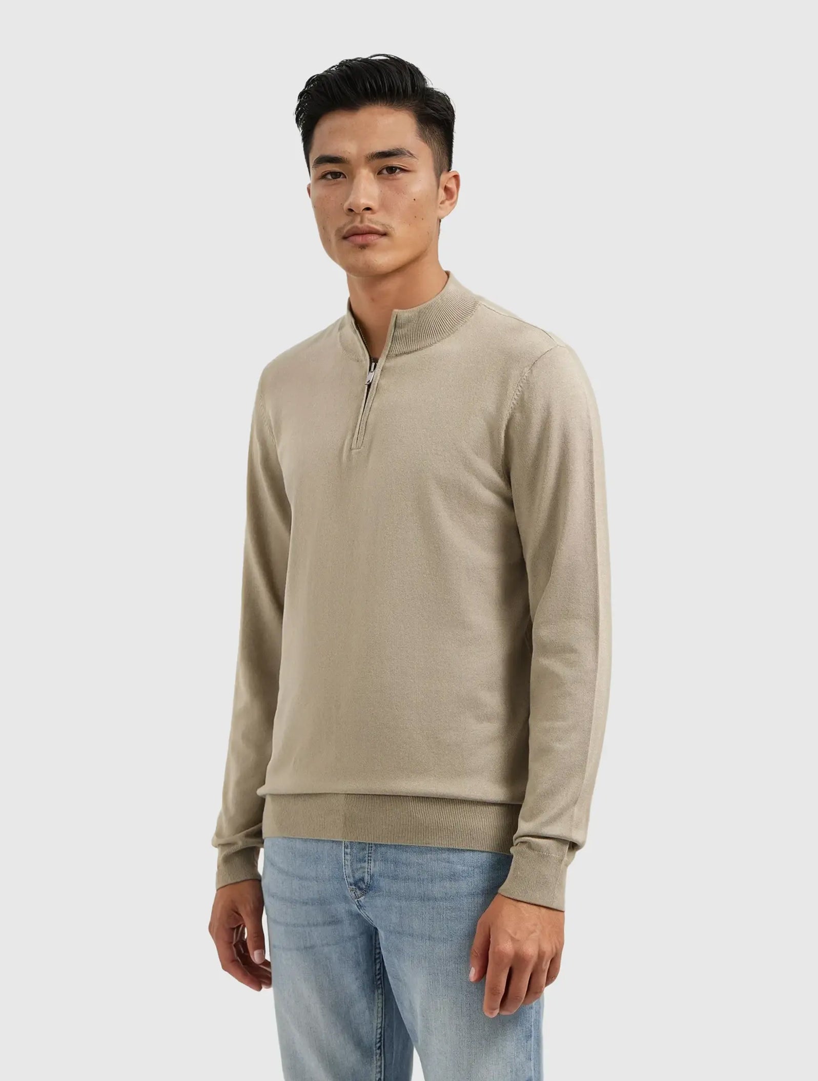 Essential Knit Half-zip Sweater | Taupe