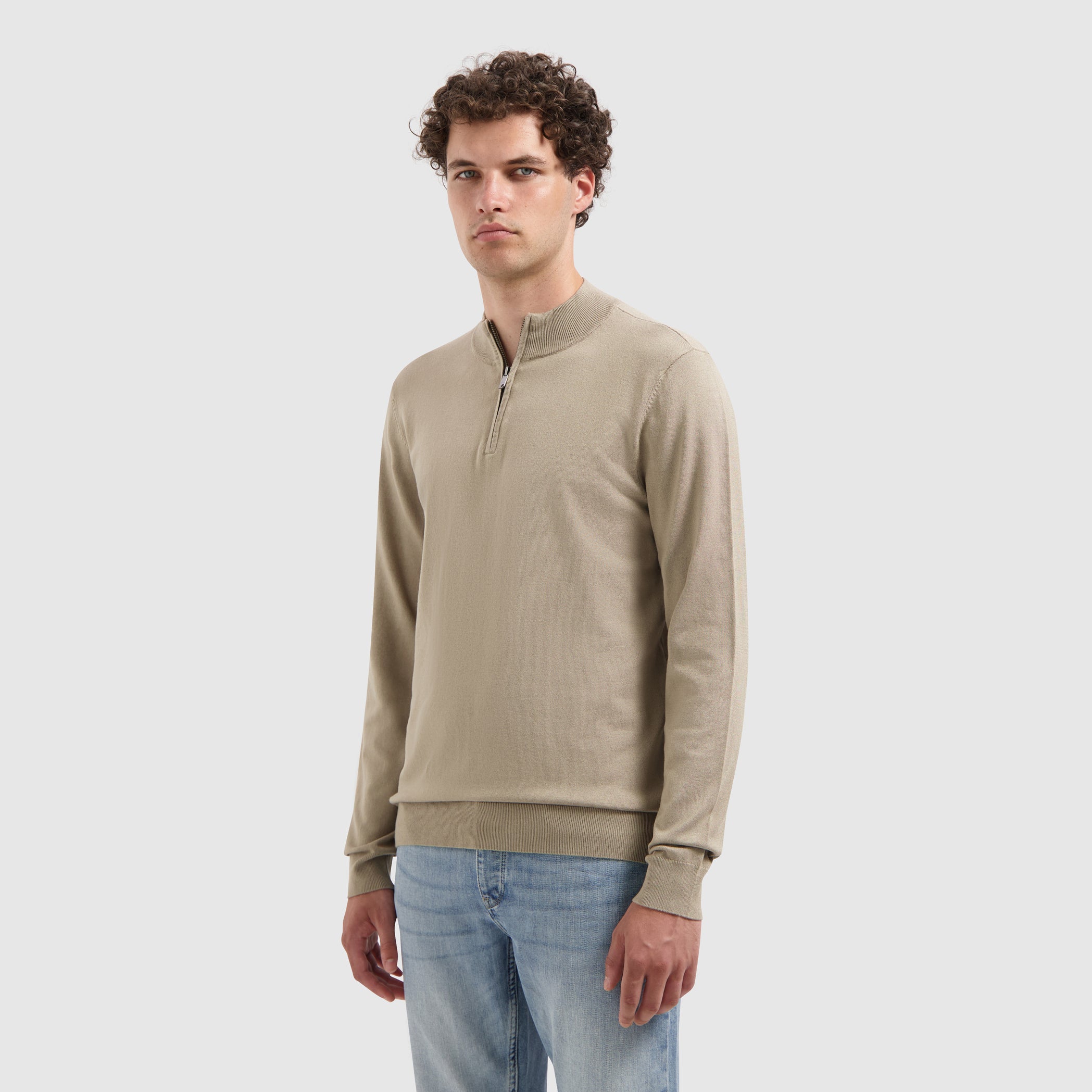 Essential Knit Half-zip Sweater | Taupe