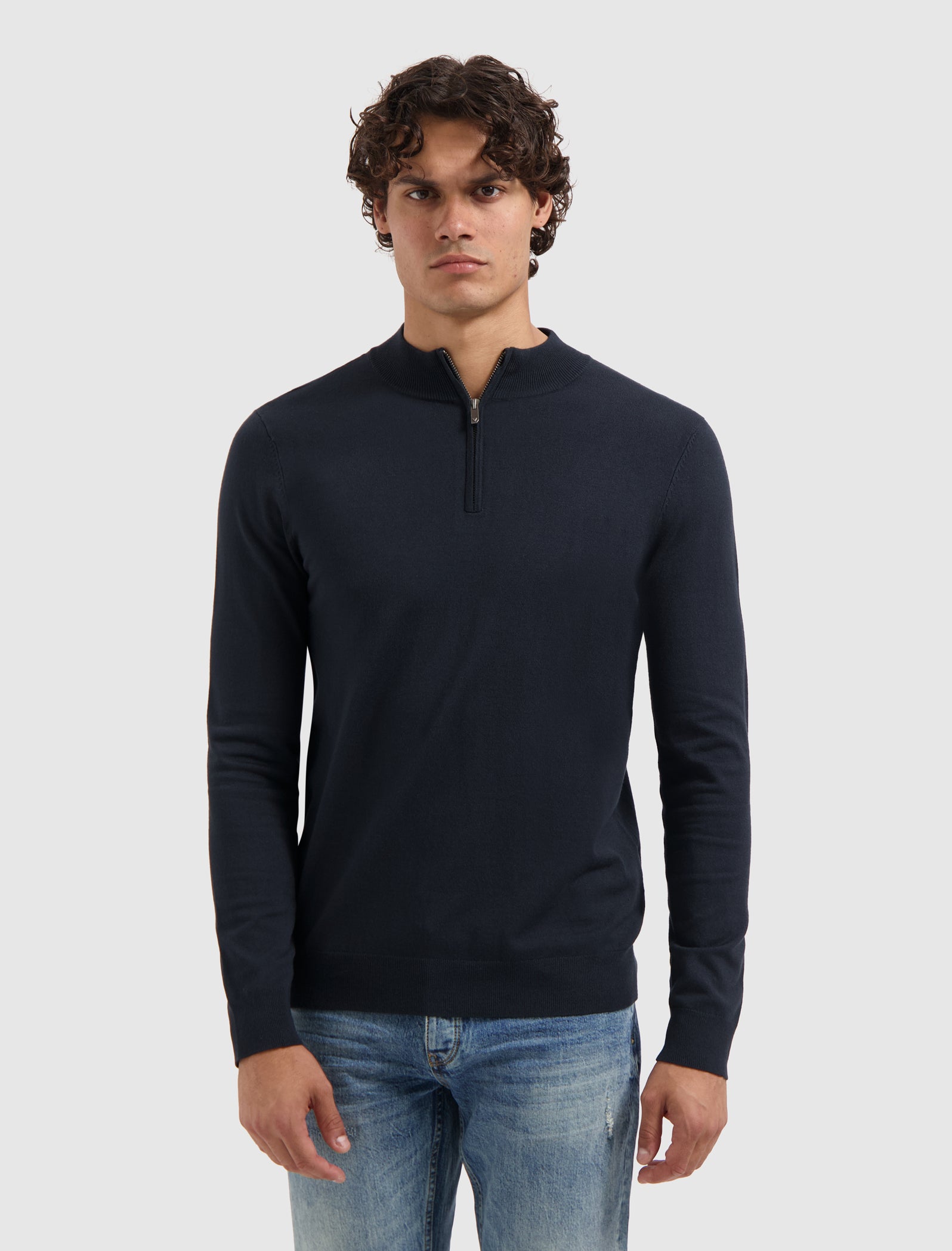 Essential Knit Half-zip Sweater | Dark Navy