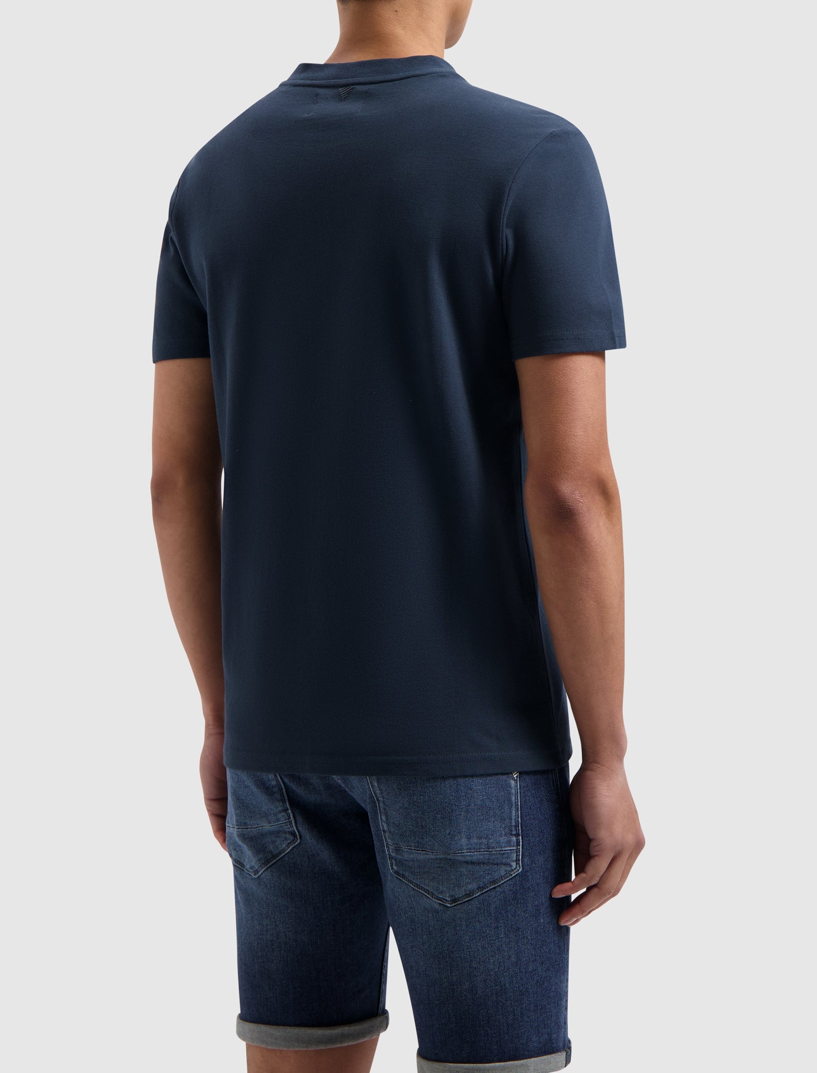 Embroidery Waffle T-shirt | Navy