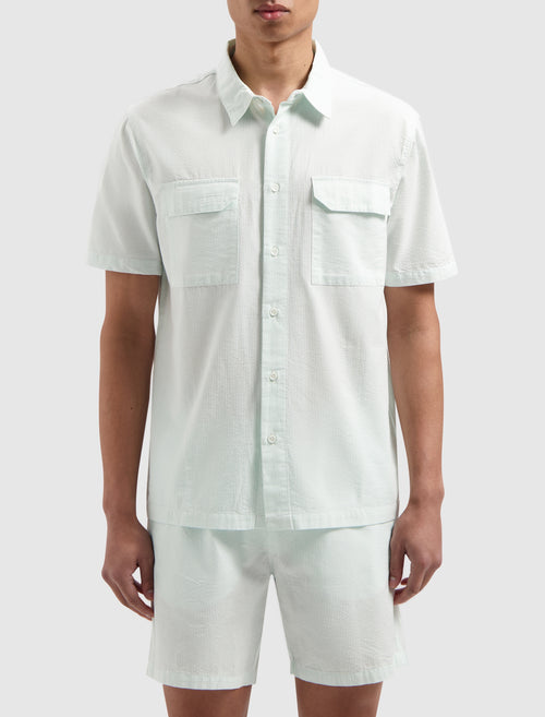 Pinstripe Shortsleeve Shirt | Aqua