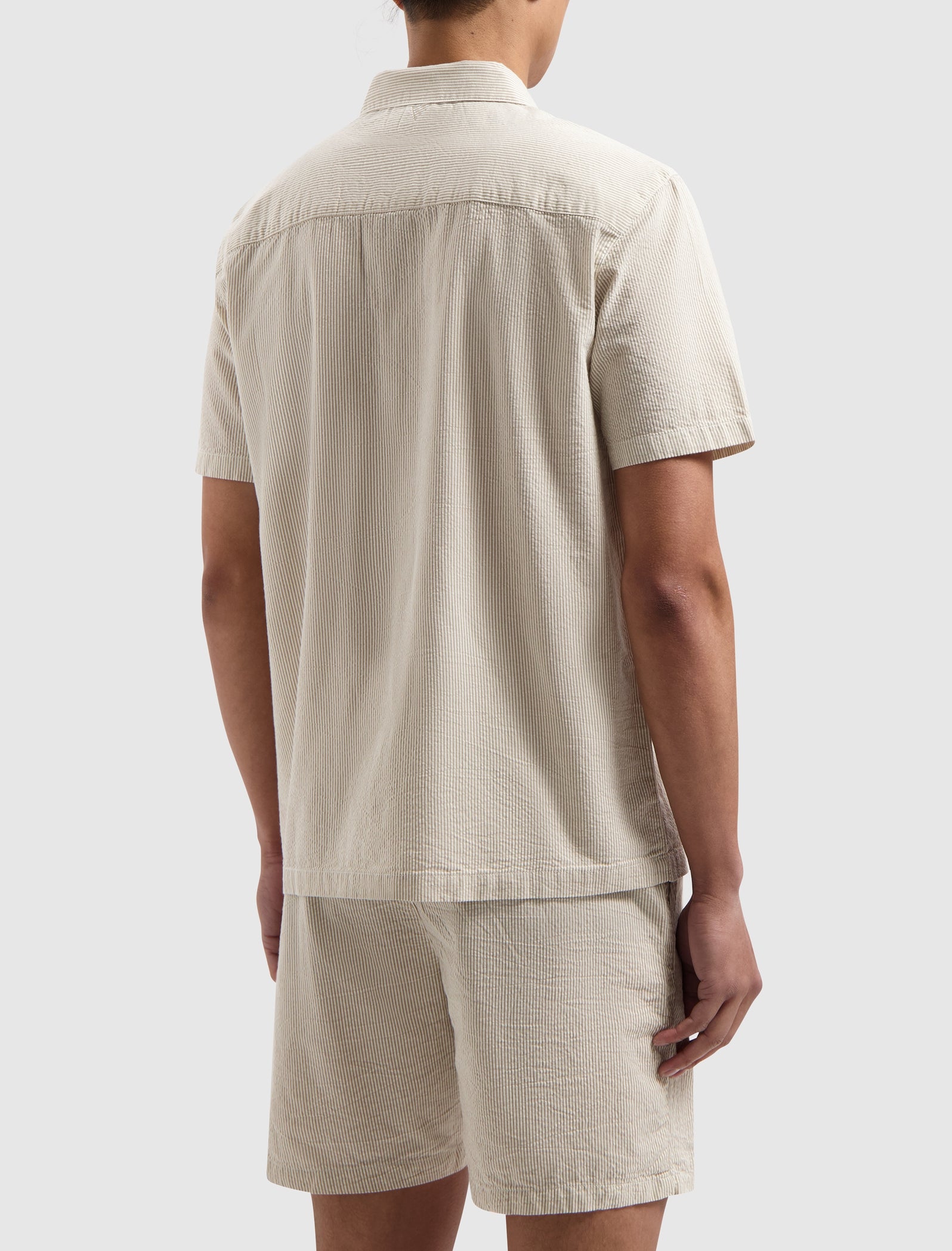Pinstripe Shortsleeve Shirt | Taupe